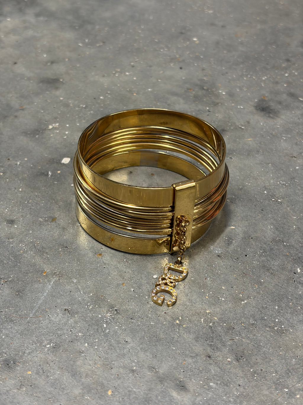 Dolce & Gabbana Gold Multi-Layer Bangle with Logo Charm