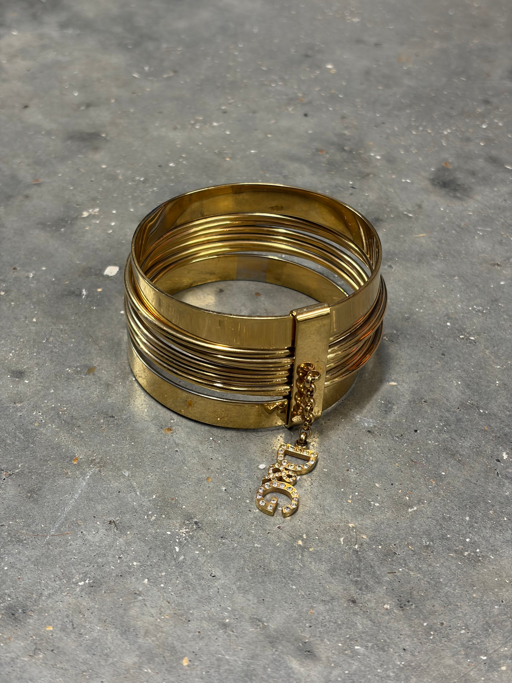 Dolce & Gabbana Gold Multi-Layer Bangle with Logo Charm