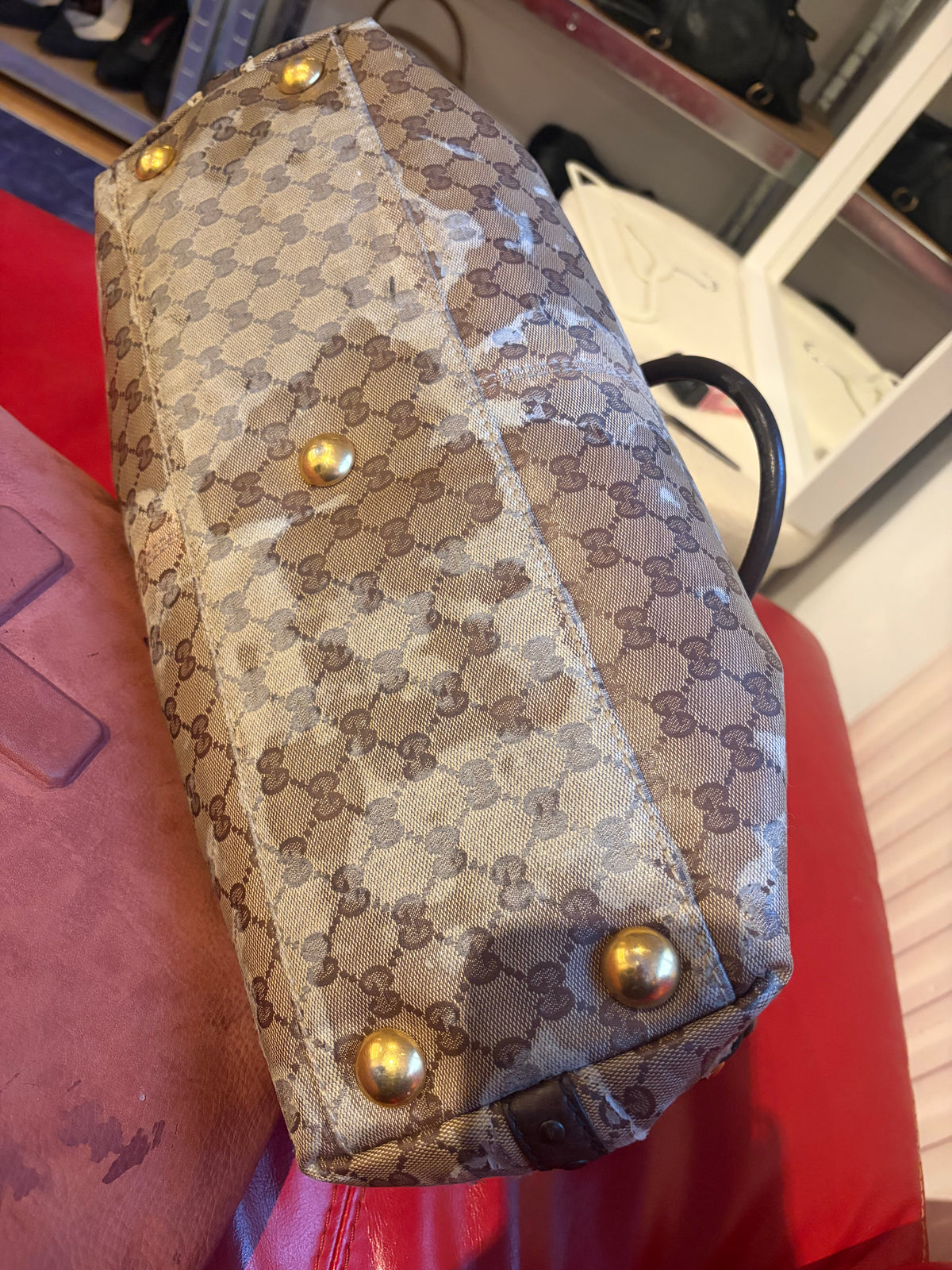 Gucci runway FW2008 Babouska Crystal GG Studded Heart Charm Handbag