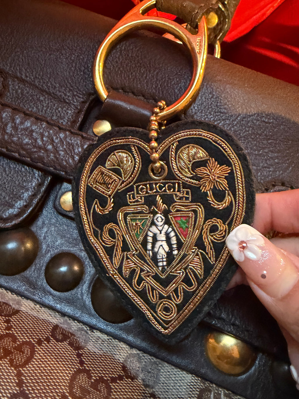 Gucci runway FW2008 Babouska Crystal GG Studded Heart Charm Handbag