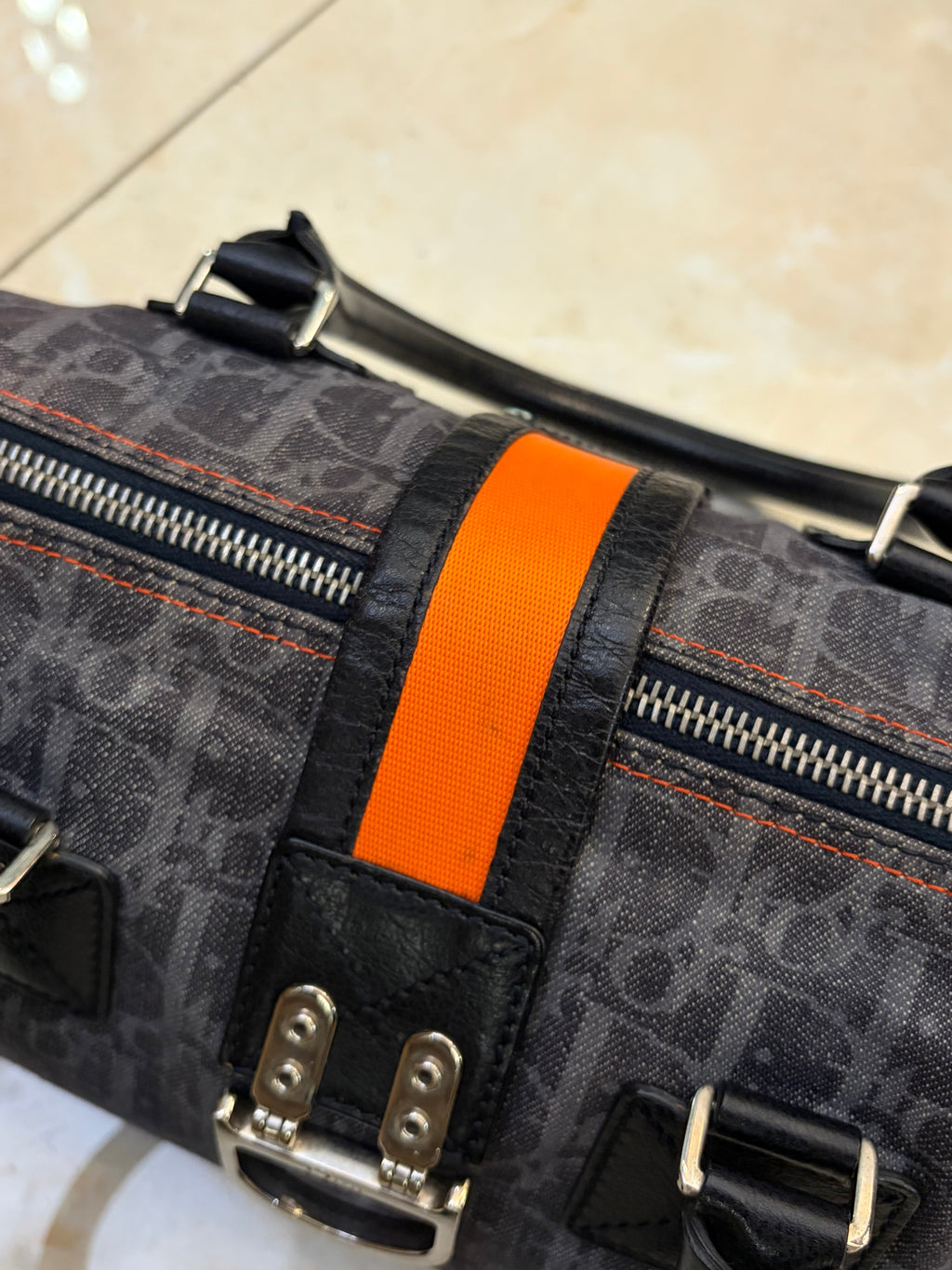 Christian Dior 2005 Flight Canvas Boston Bag