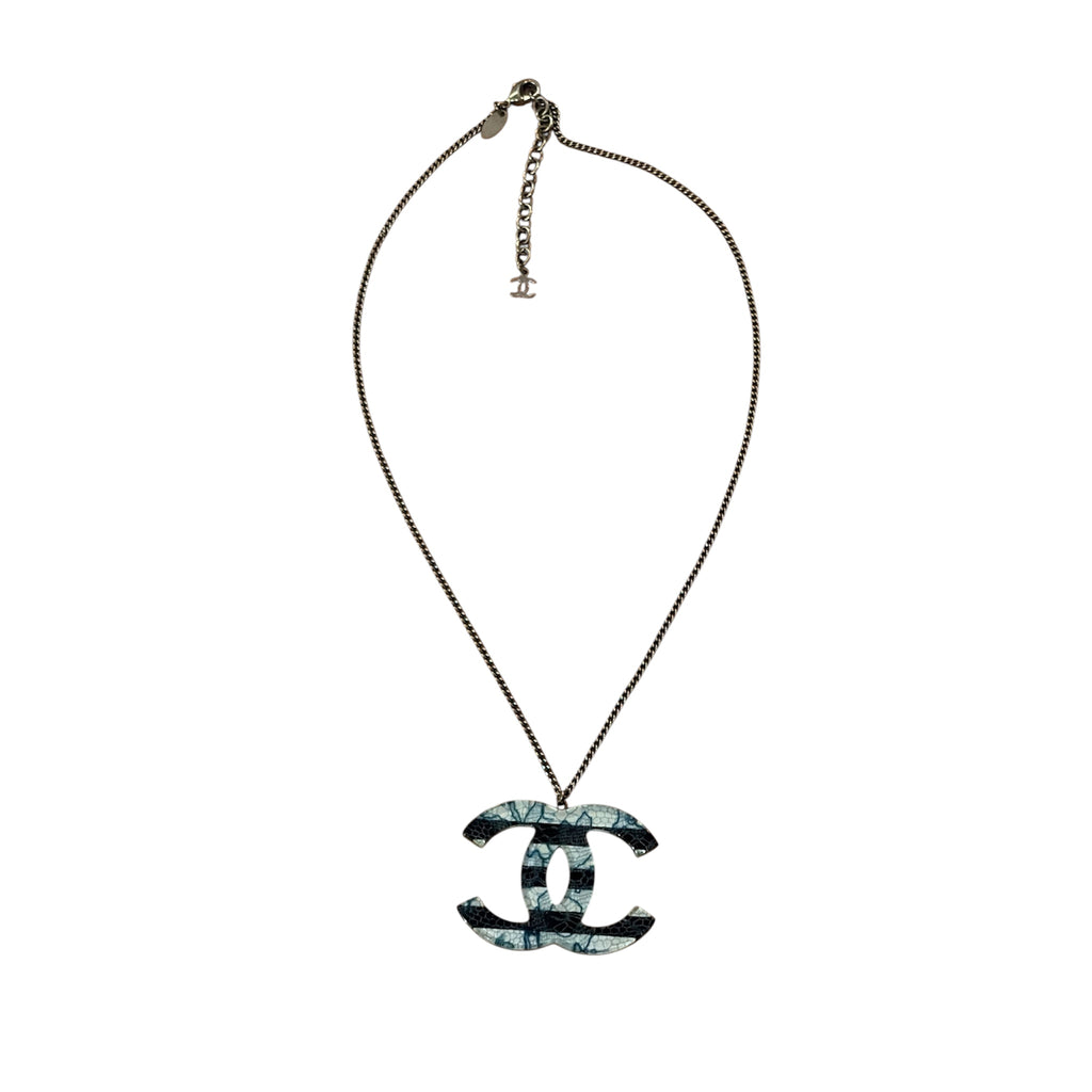Chanel Lace Print CC Pendant Necklace