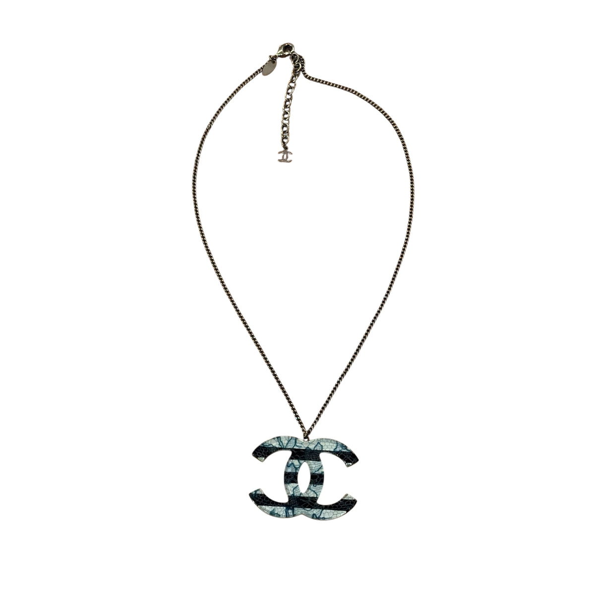 Chanel Lace Print CC Pendant Necklace