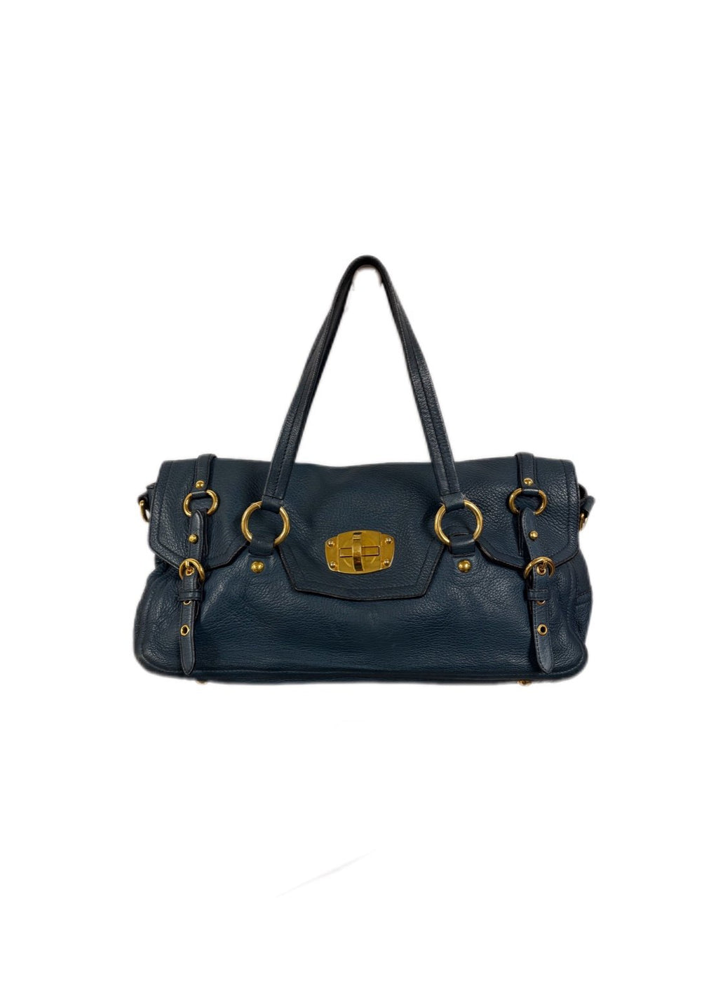 Miu Miu Blue Leather Top Handle Bag