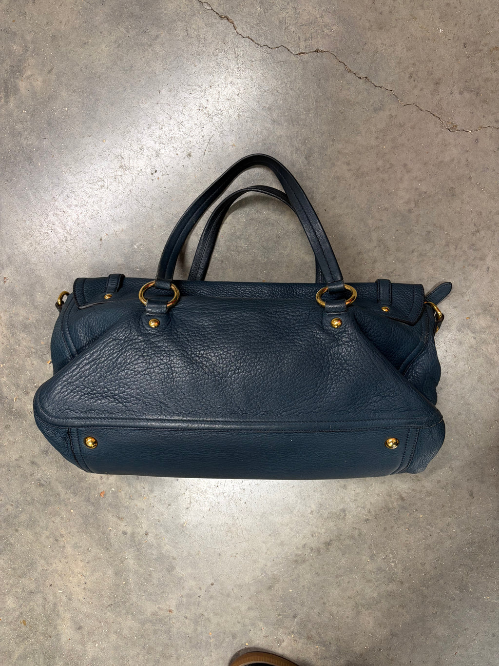 Miu Miu Blue Leather Top Handle Bag