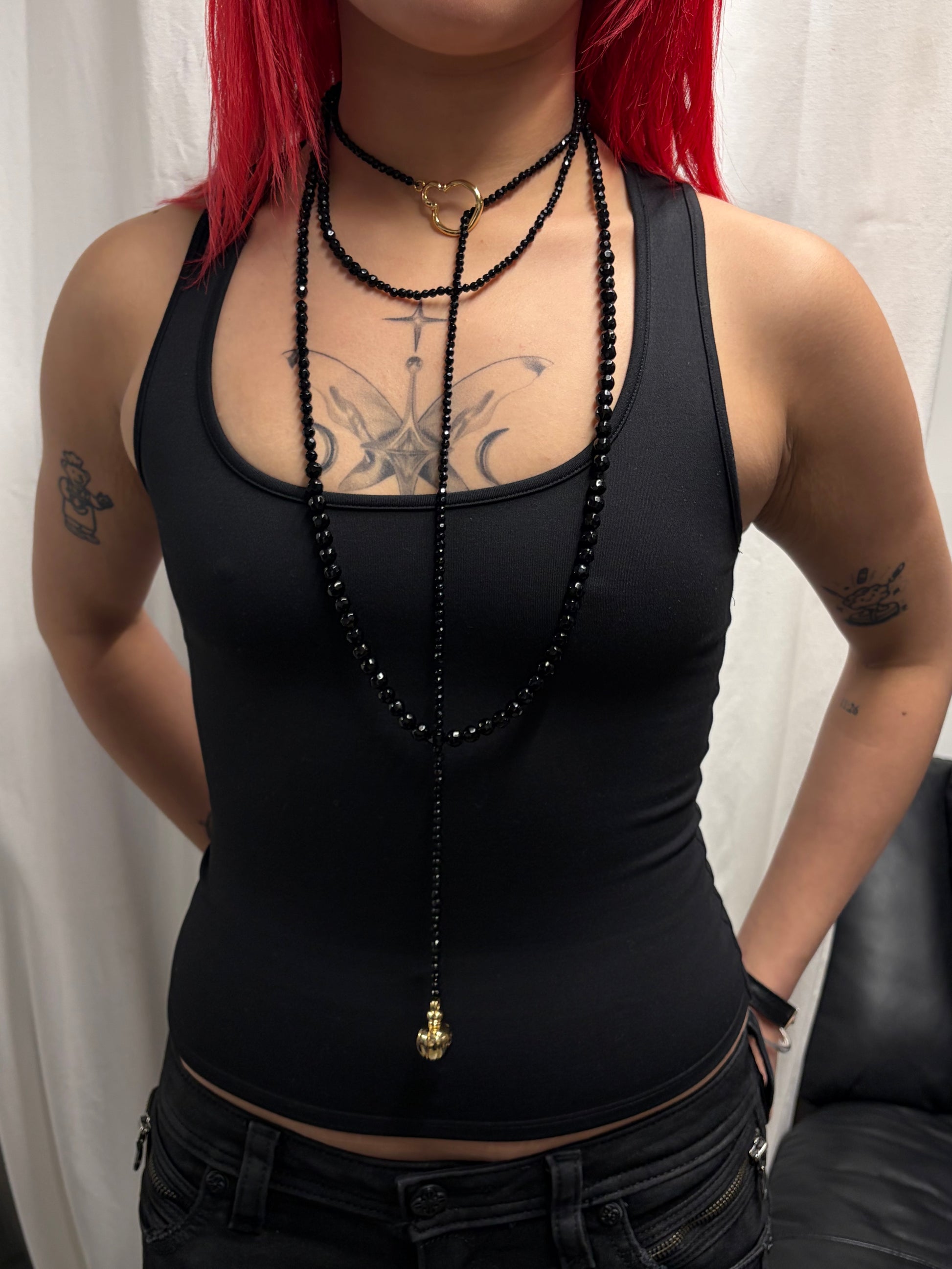 Christian Dior - "pure poison" necklace/long necklace in collector's black crystal beads - year 2004