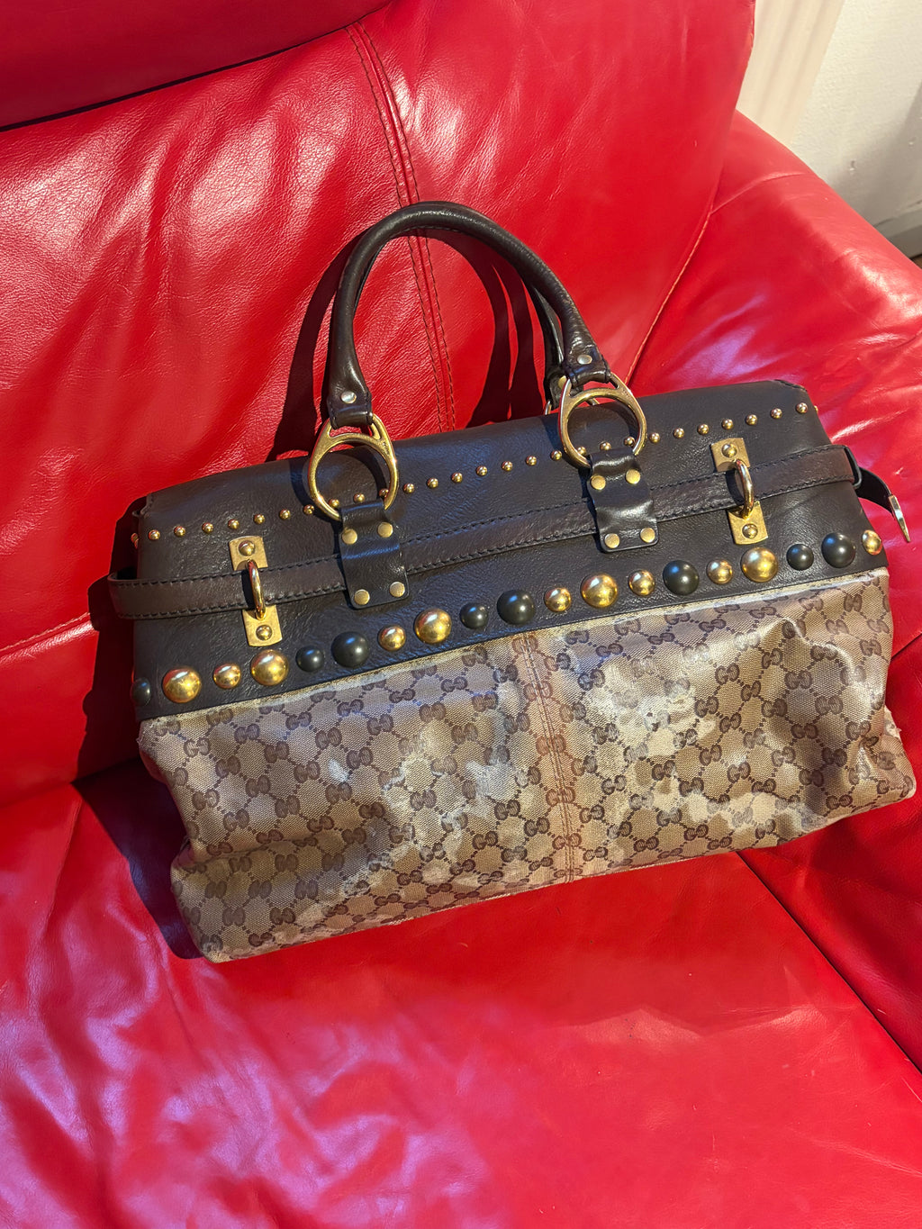Gucci runway FW2008 Babouska Crystal GG Studded Heart Charm Handbag