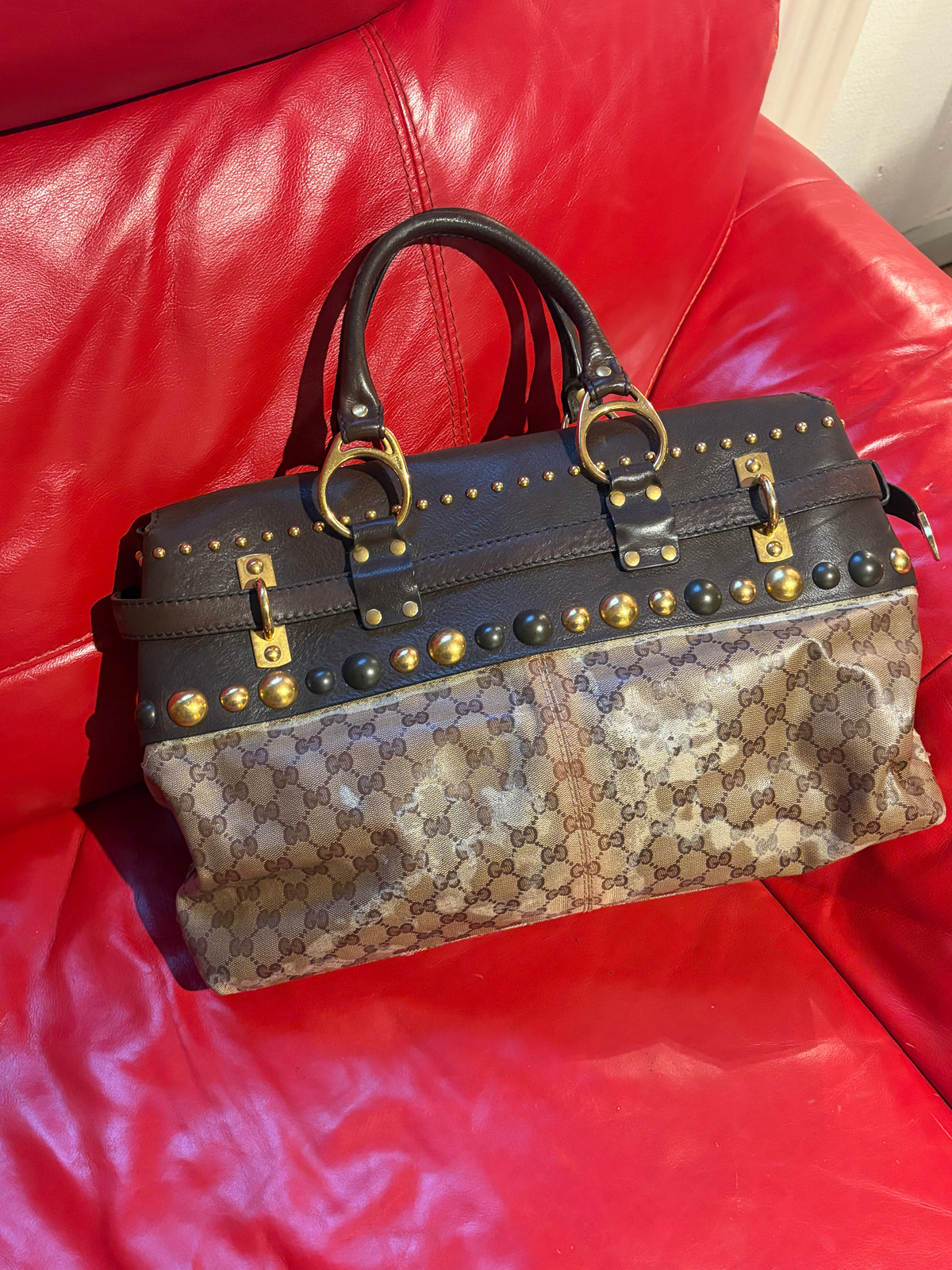 Gucci runway FW2008 Babouska Crystal GG Studded Heart Charm Handbag