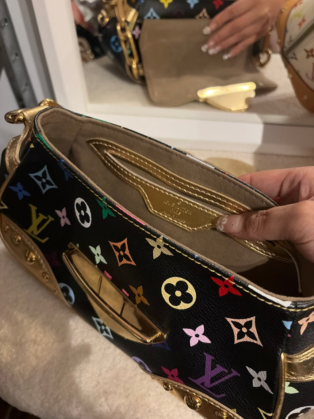 LOUIS VUITTON Marilyn Monogram multicolor Shoulder Bag in Gold leathe