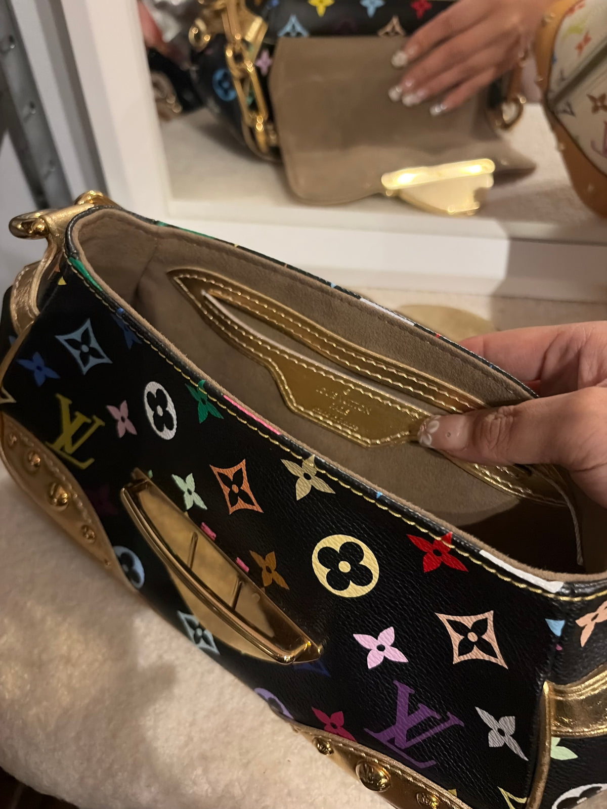 LOUIS VUITTON Marilyn Monogram multicolor Shoulder Bag in Gold leathe