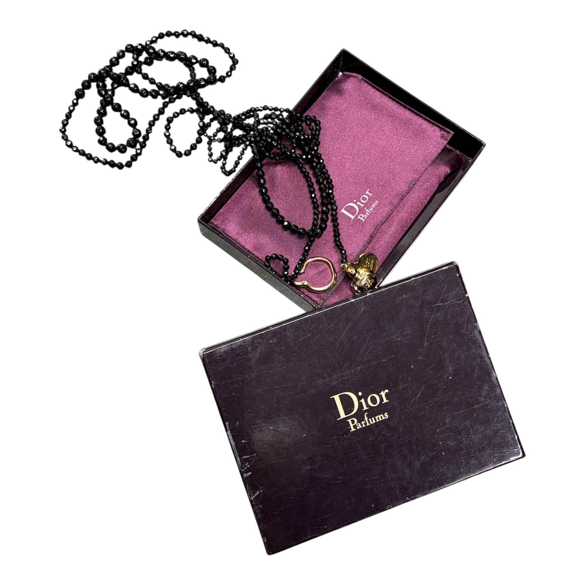 Christian Dior - "pure poison" necklace/long necklace in collector's black crystal beads - year 2004