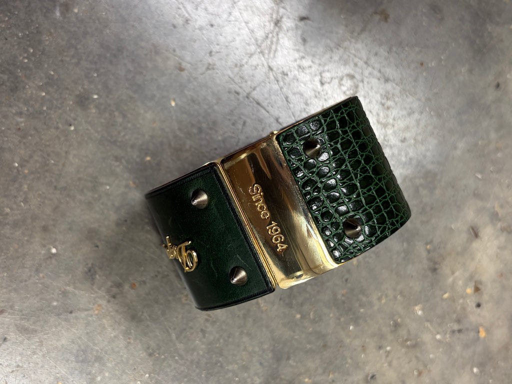 DSQUARED² Green Leather Stud Cuff Bracelet