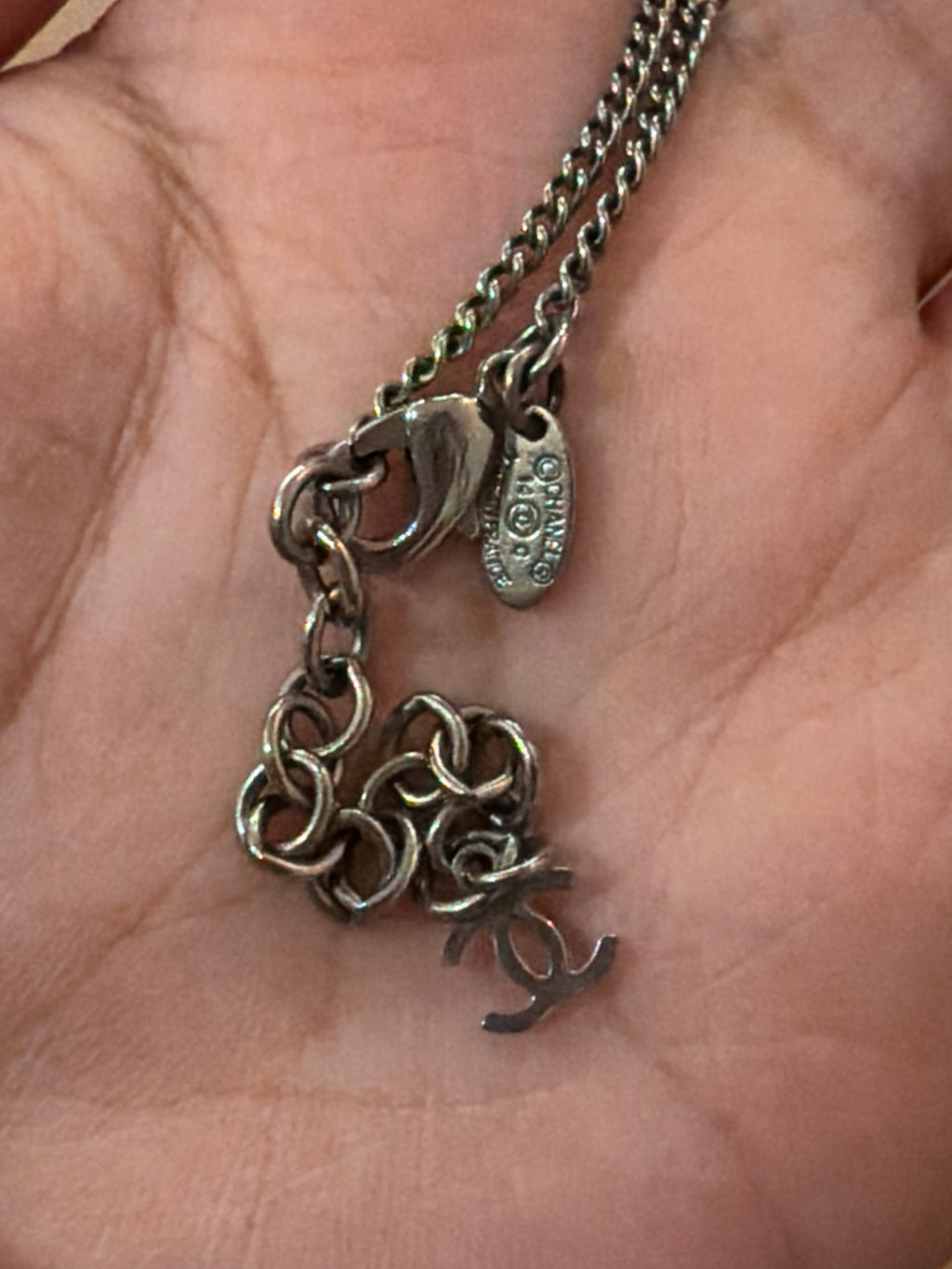 Chanel Lace Print CC Pendant Necklace