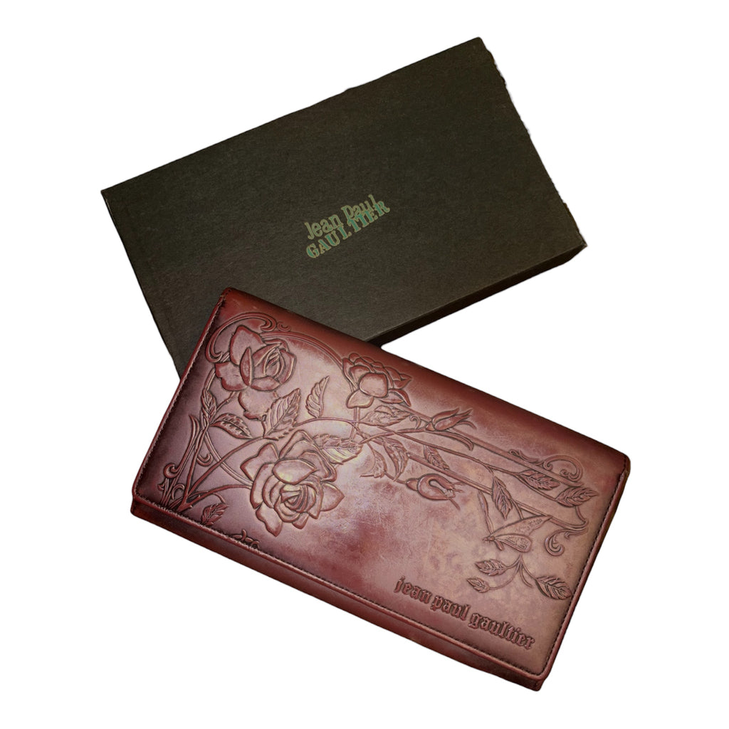 Jean Paul Gaultier Embossed Rose Long Wallet