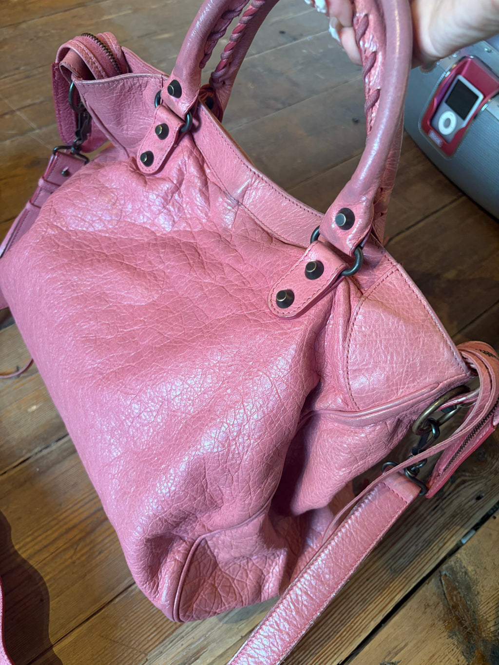 Balenciaga Pink Velo Leather Handbag