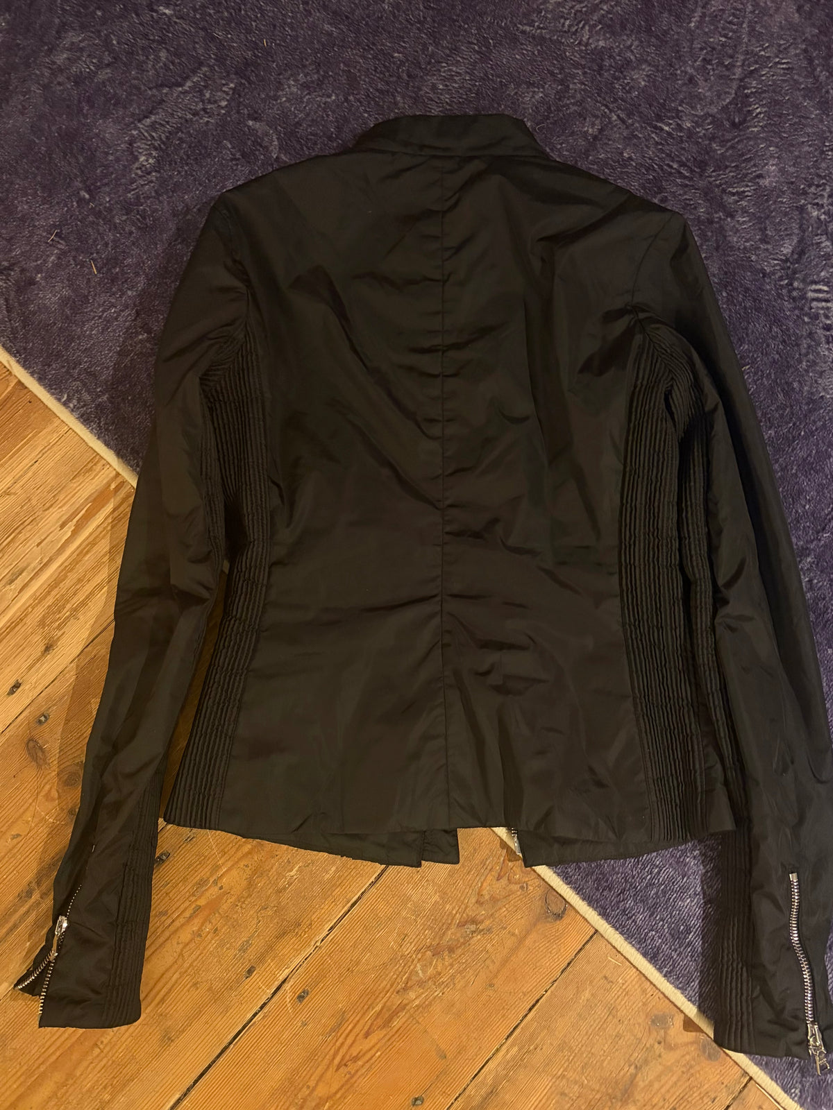 PRADA ss2008 Nylon Black Frill Jacket size FR38