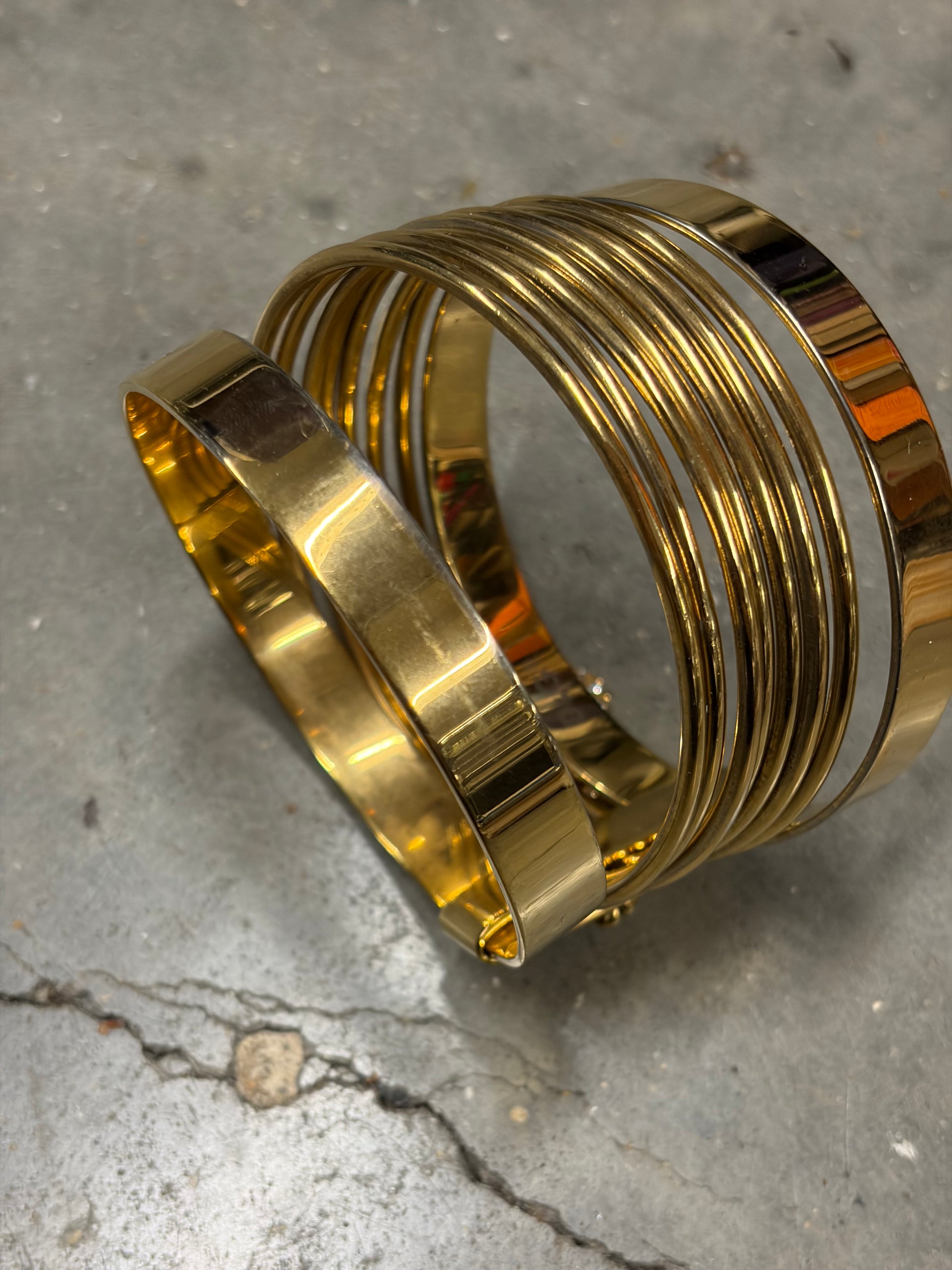 Dolce & Gabbana Gold Multi-Layer Bangle with Logo Charm