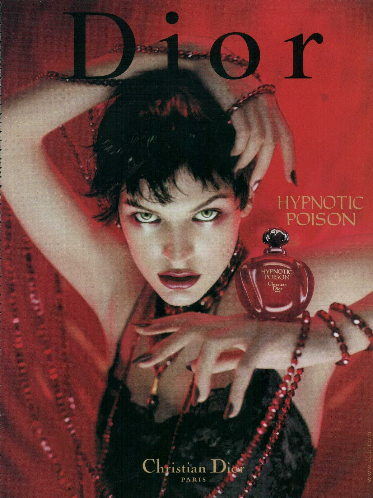 Christian Dior - "pure poison" necklace/long necklace in collector's black crystal beads - year 2004