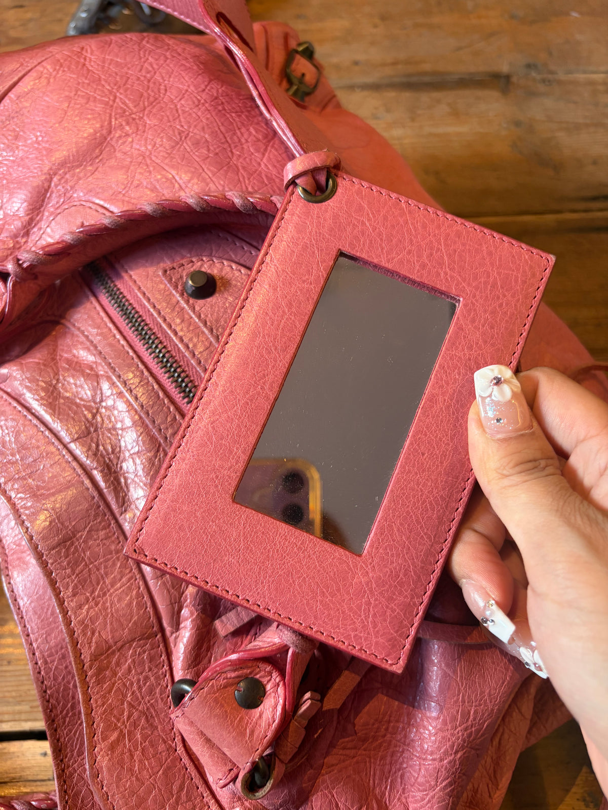Balenciaga Pink Velo Leather Handbag