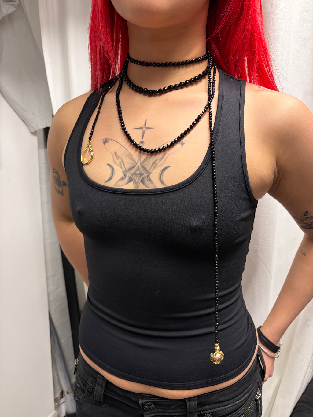 Christian Dior - "pure poison" necklace/long necklace in collector's black crystal beads - year 2004