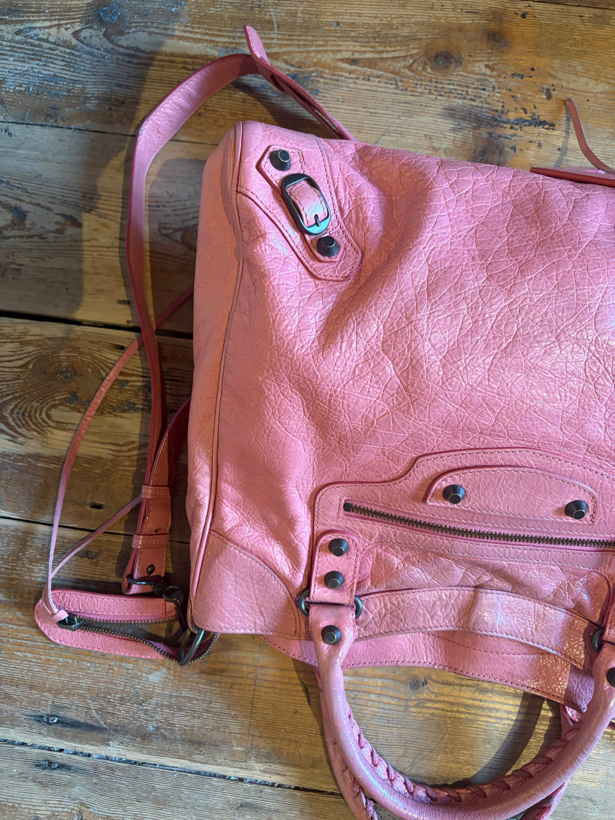 Balenciaga Pink Velo Leather Handbag
