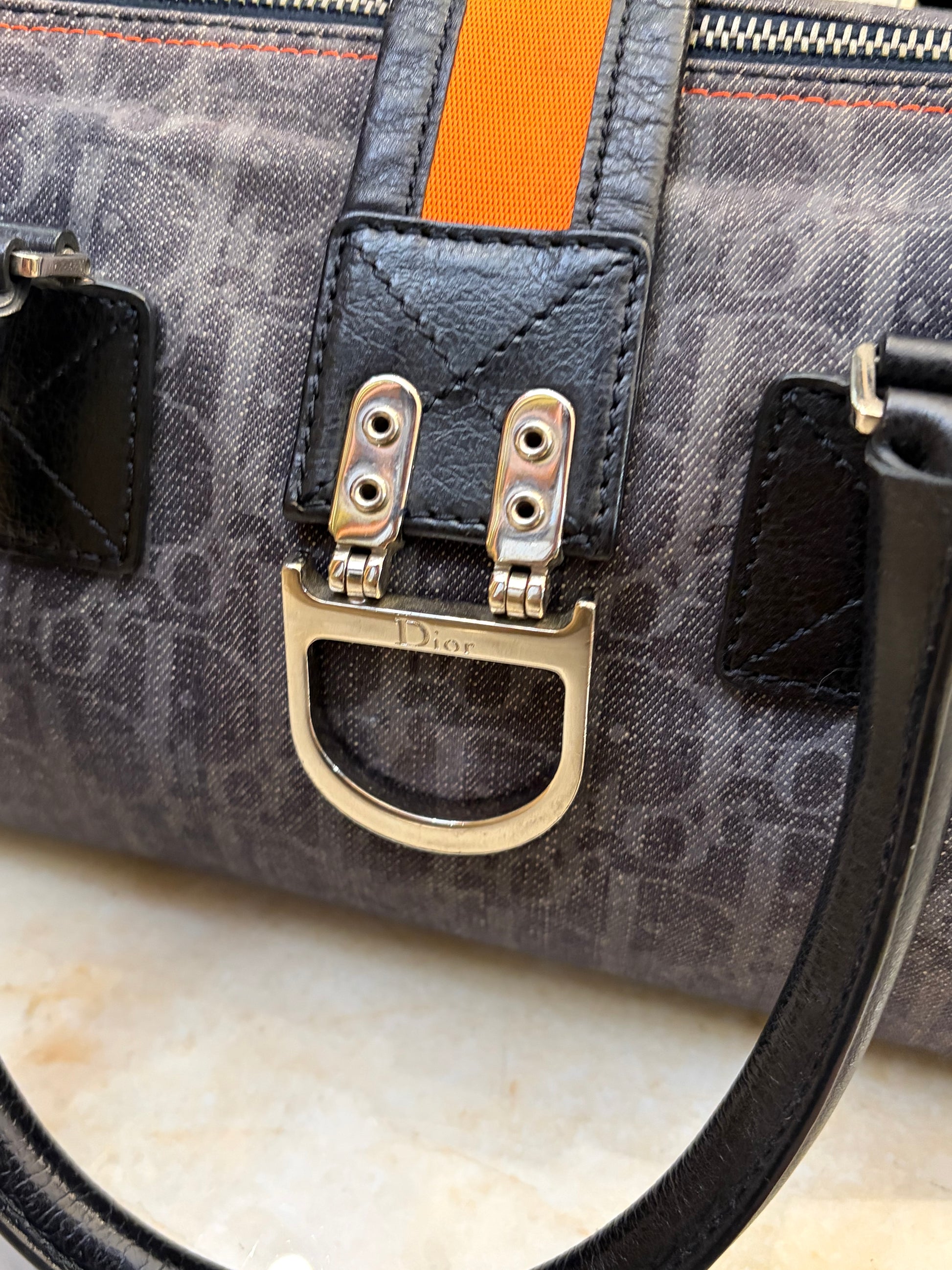 Christian Dior 2005 Flight Canvas Boston Bag