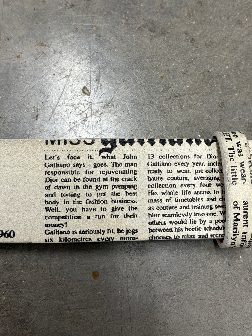 John Galliano Newspaper Leather Belt