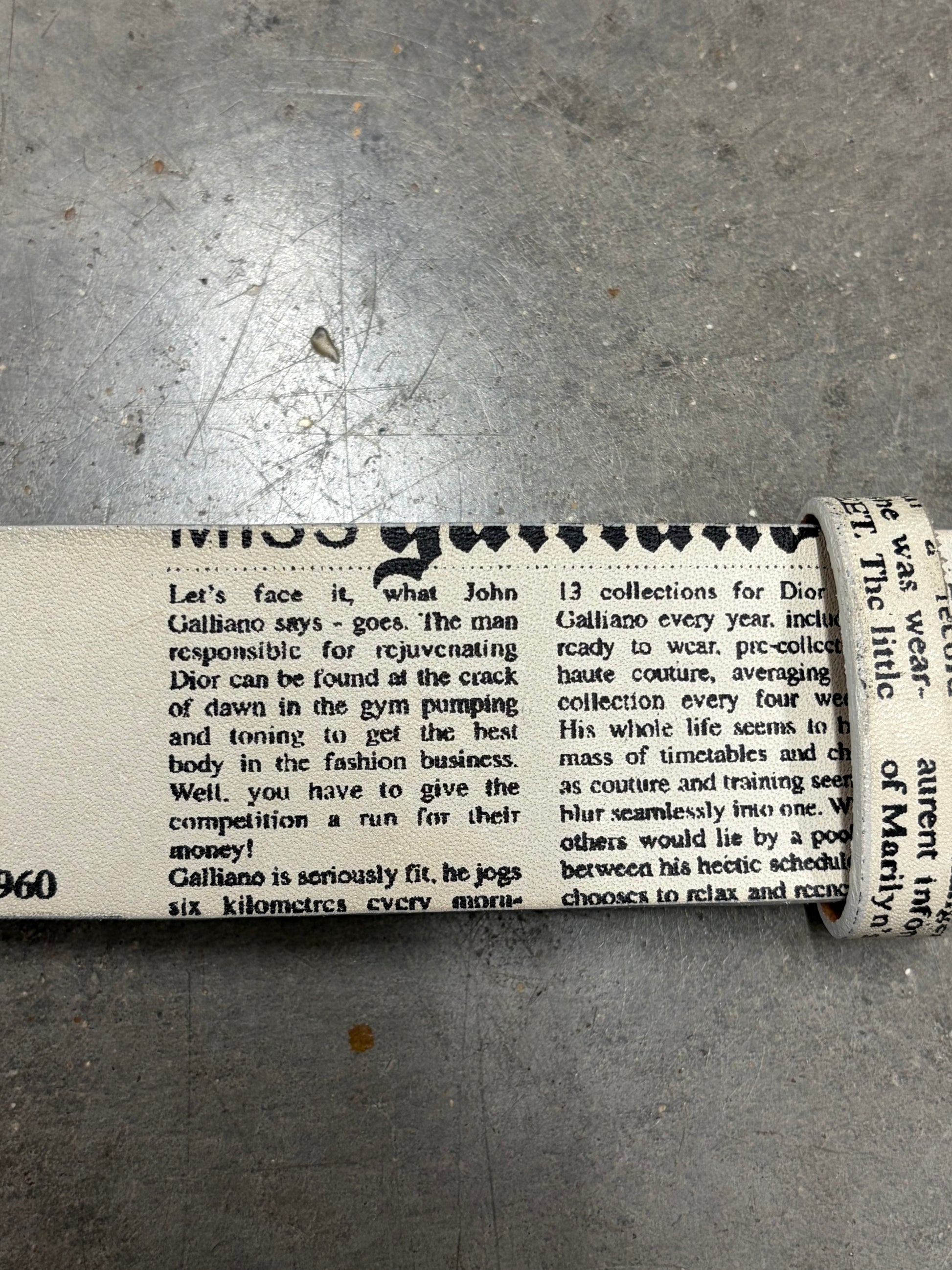 John Galliano Newspaper Leather Belt