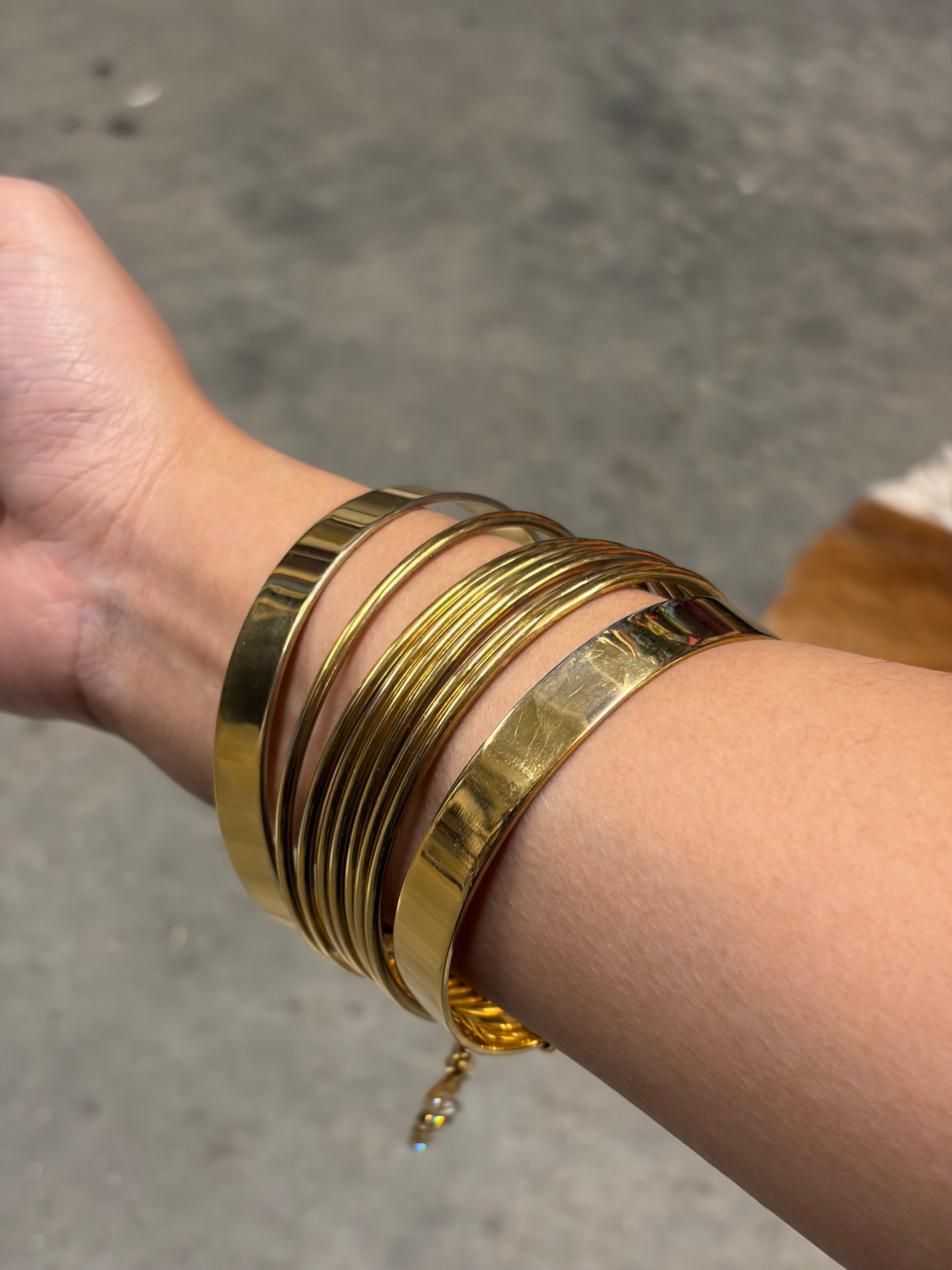 Dolce & Gabbana Gold Multi-Layer Bangle with Logo Charm