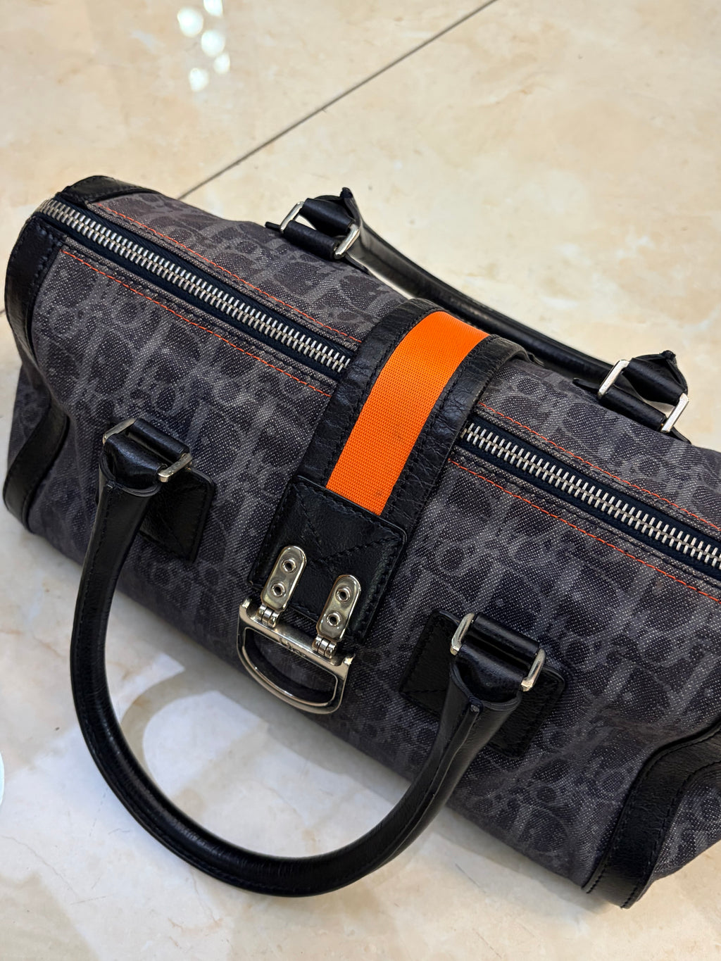 Christian Dior 2005 Flight Canvas Boston Bag