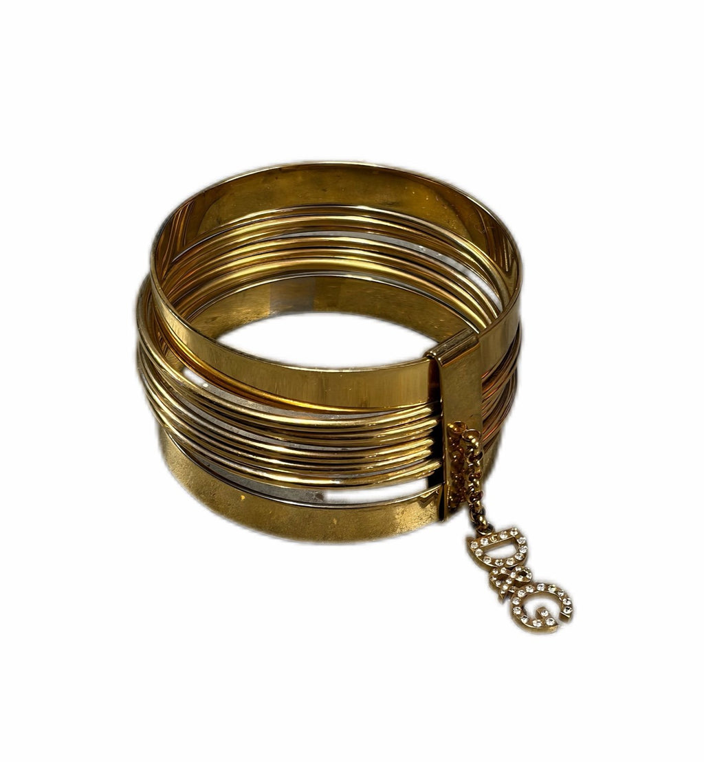 Dolce & Gabbana Gold Multi-Layer Bangle with Logo Charm