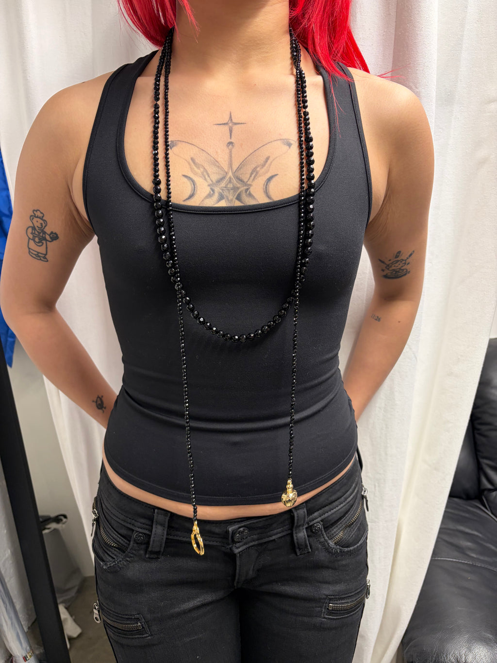 Christian Dior - "pure poison" necklace/long necklace in collector's black crystal beads - year 2004