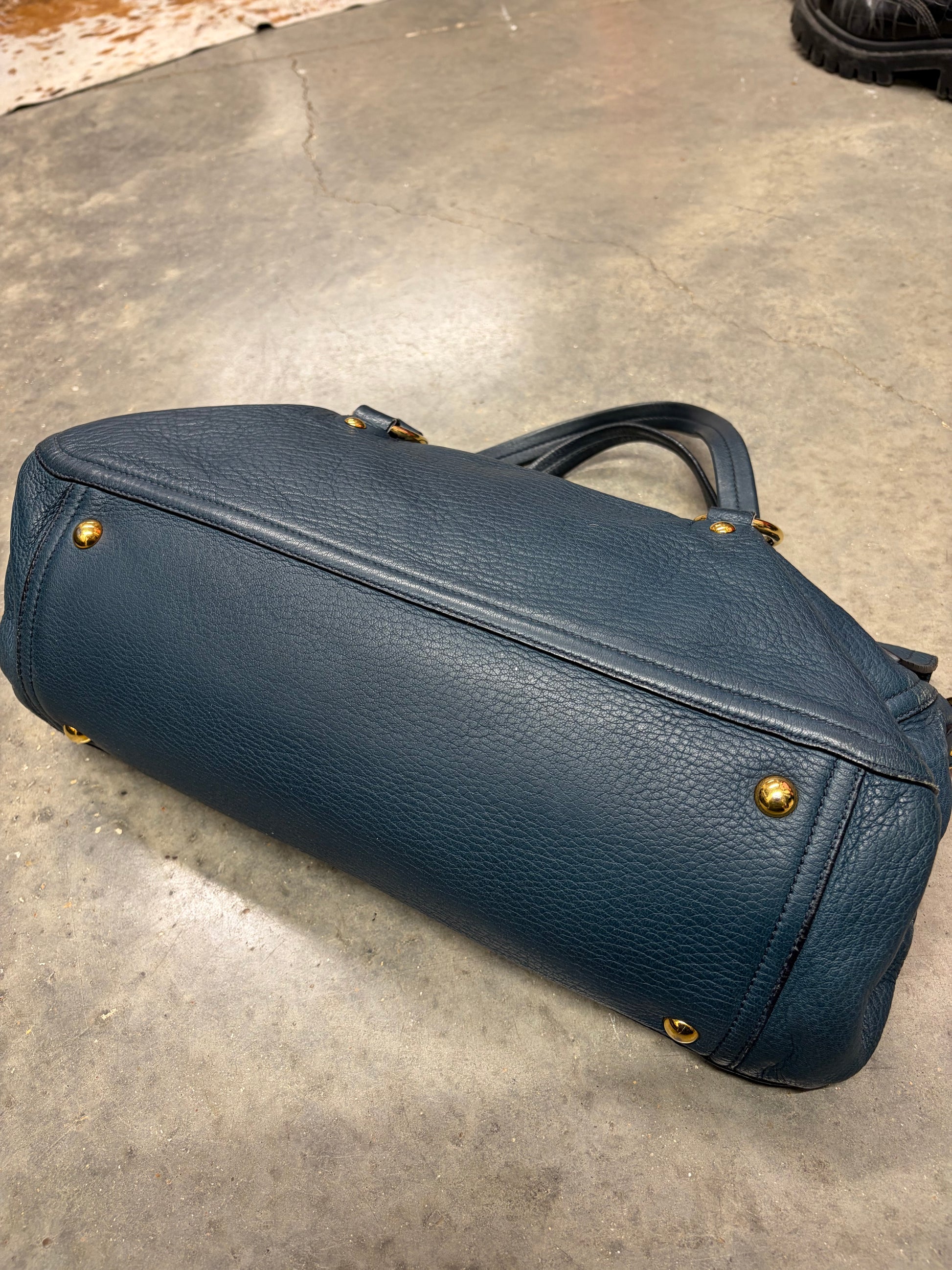 Miu Miu Blue Leather Top Handle Bag