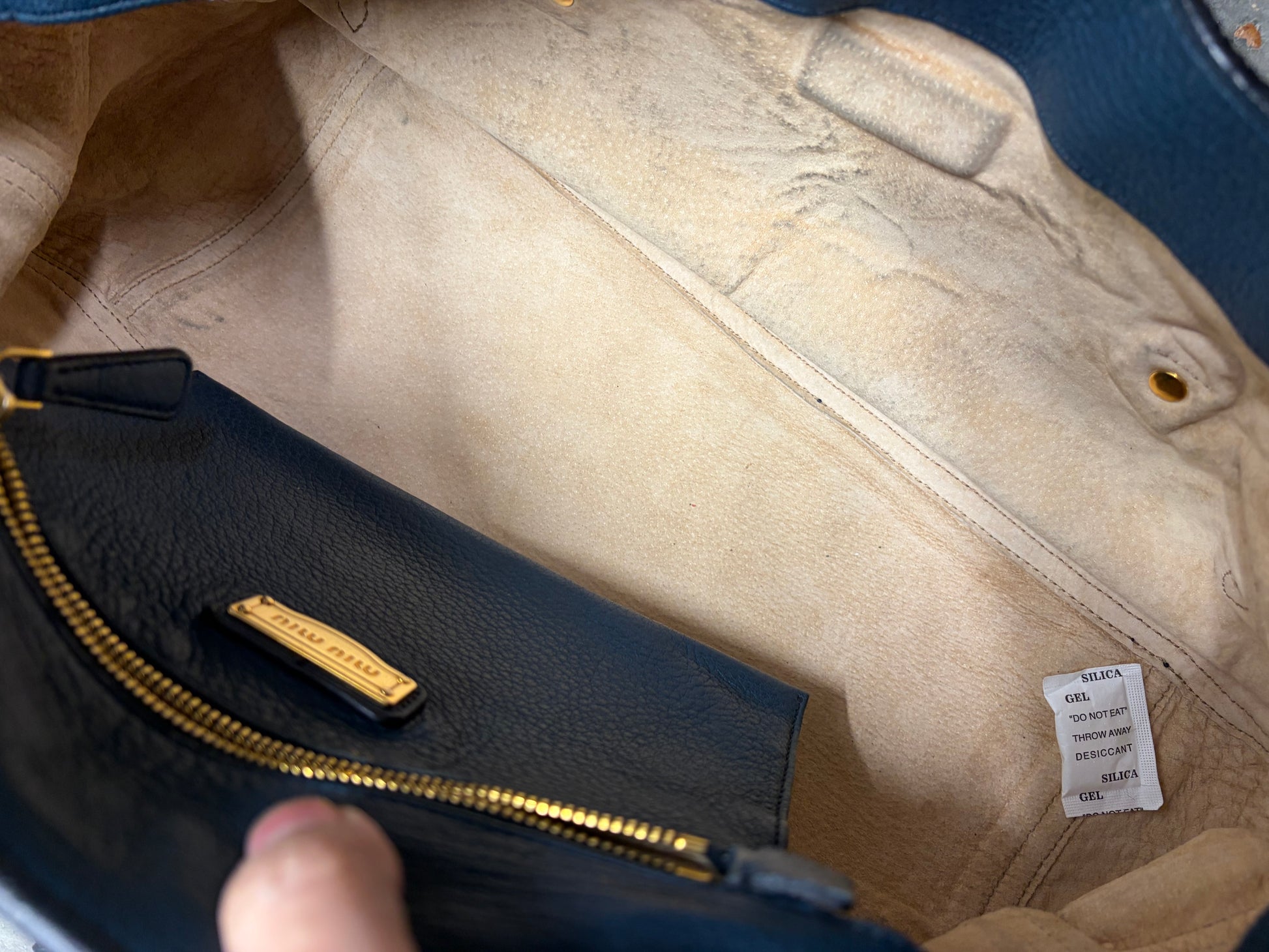 Miu Miu Blue Leather Top Handle Bag