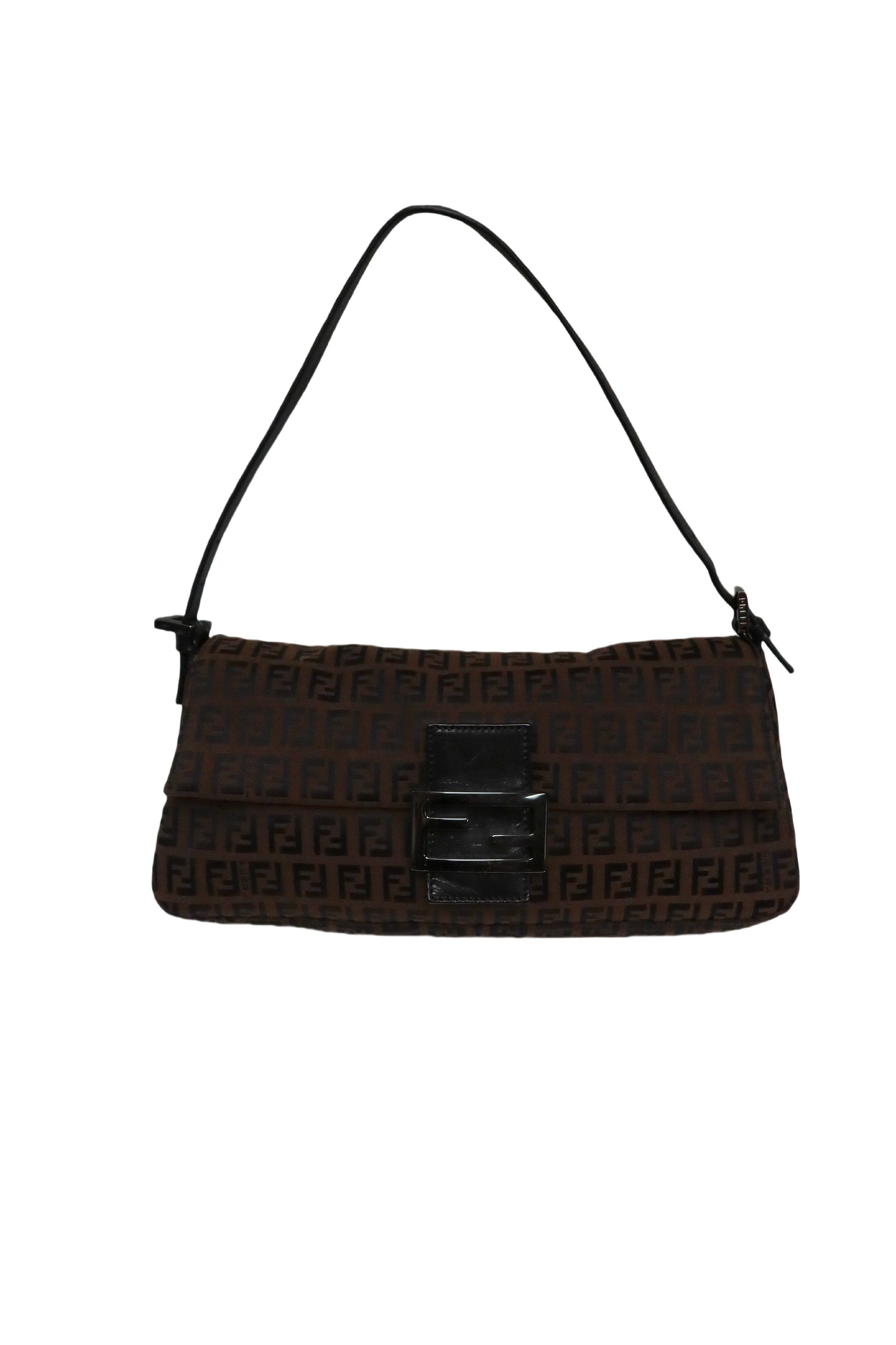 Fendi Zucca Cloth Baguette Shoulder Bag