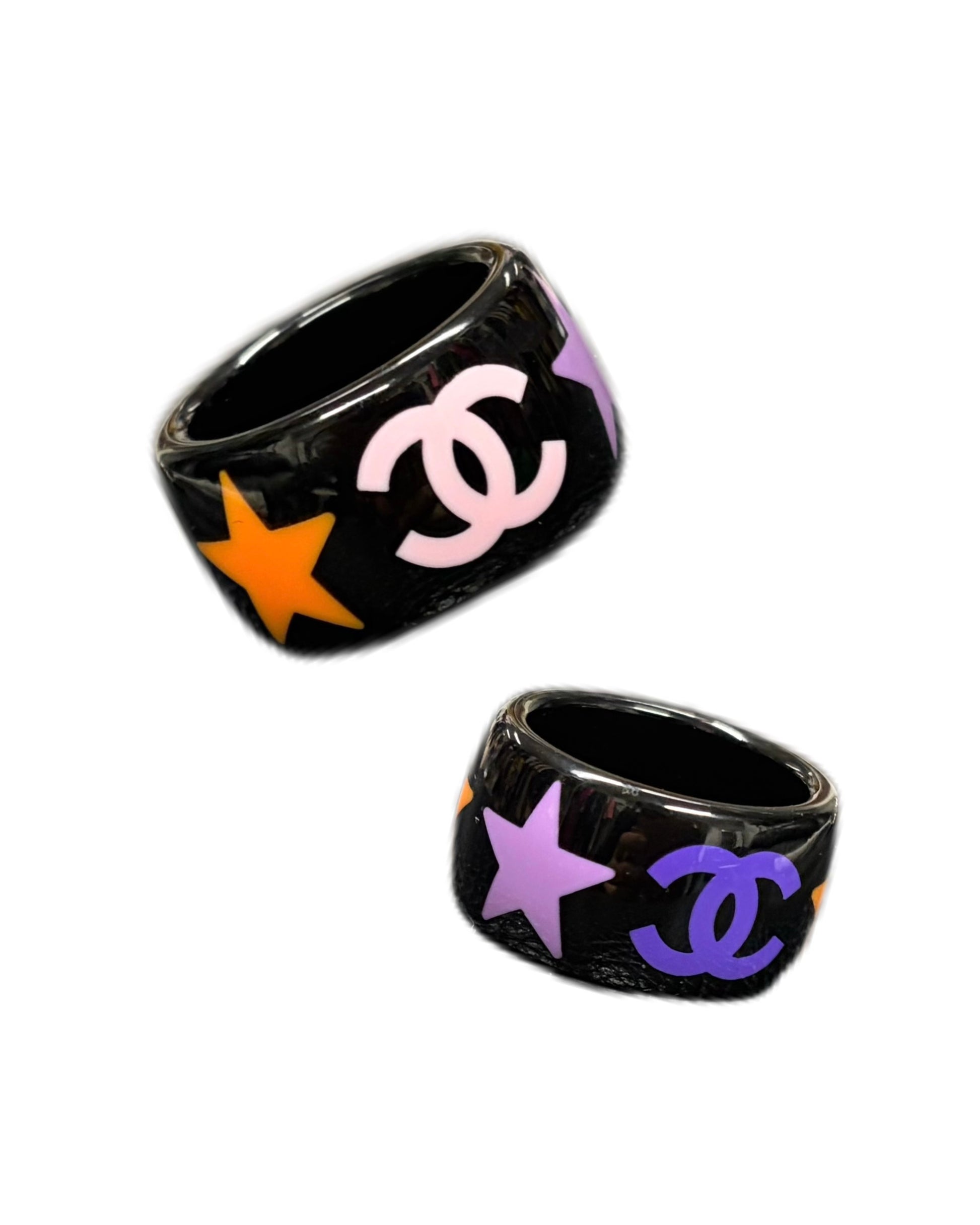 Chanel Multicolor Star CC Resin Statement Ring