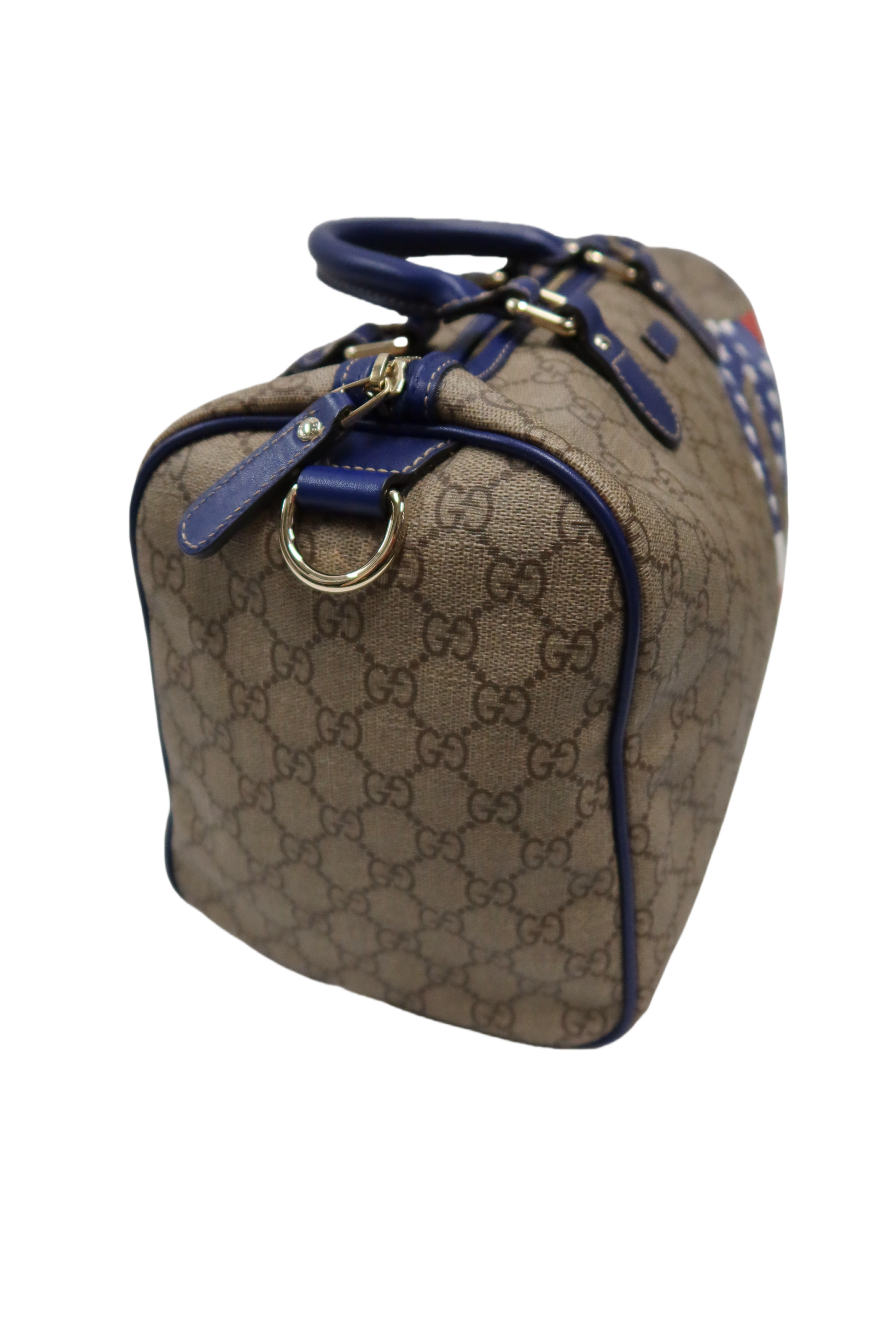 Gucci Boston Hand Bag (Beige/Blue GG Coated Canvas American Flag)