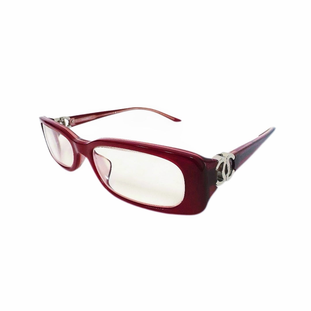 Super rare red Chanel Reading Glasses with silver cc logo