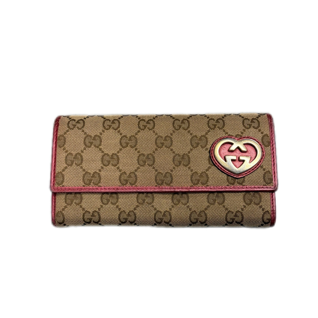 Gucci GG Canvas Heart Red Wallet