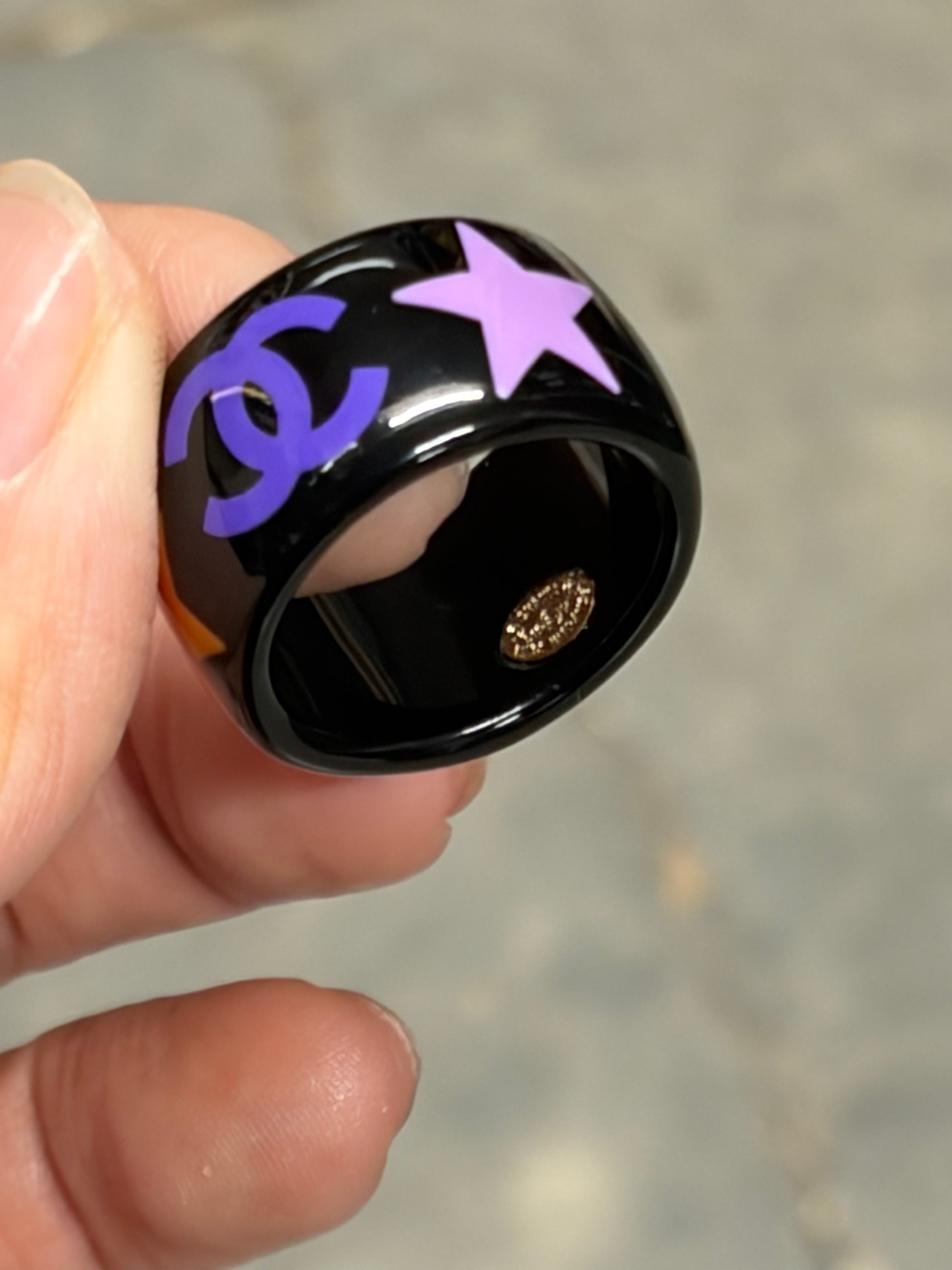 Chanel Multicolor Star CC Resin Statement Ring