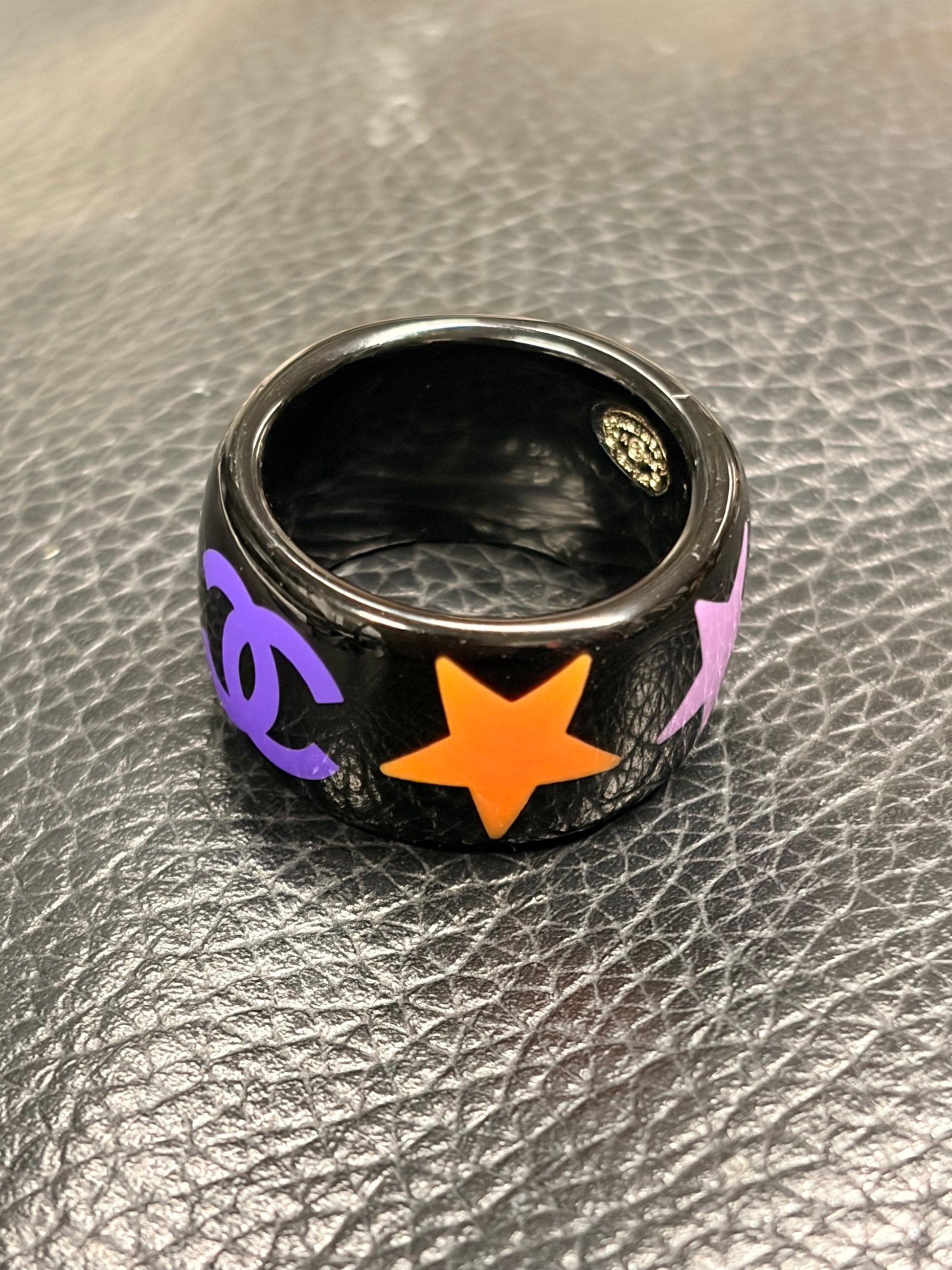 Chanel Multicolor Star CC Resin Statement Ring