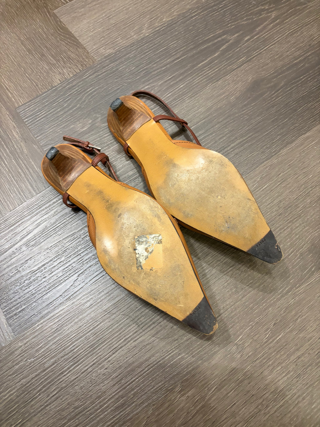Prada Logo Sling Back Kitten Heels