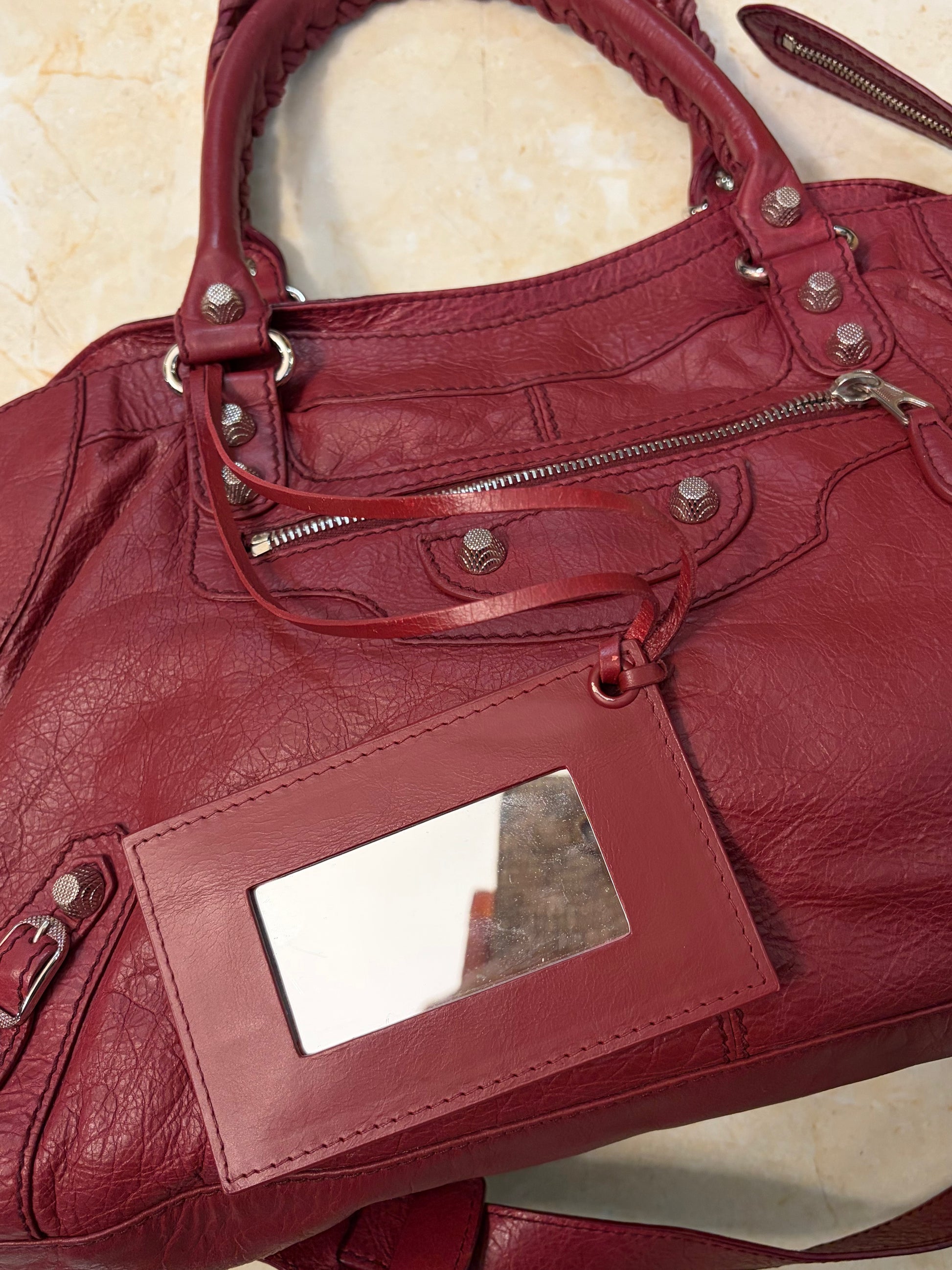 Balenciaga city bag size medium in burghendy red
