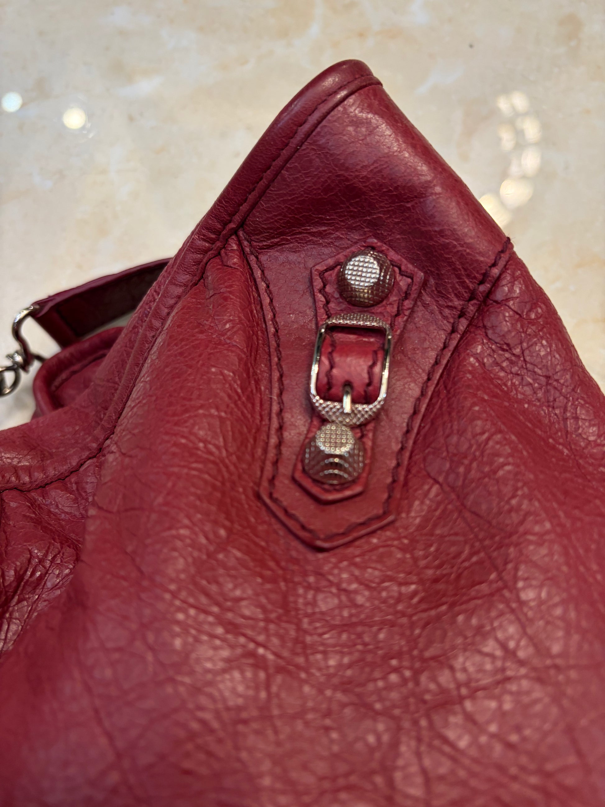 Balenciaga city bag size medium in burghendy red