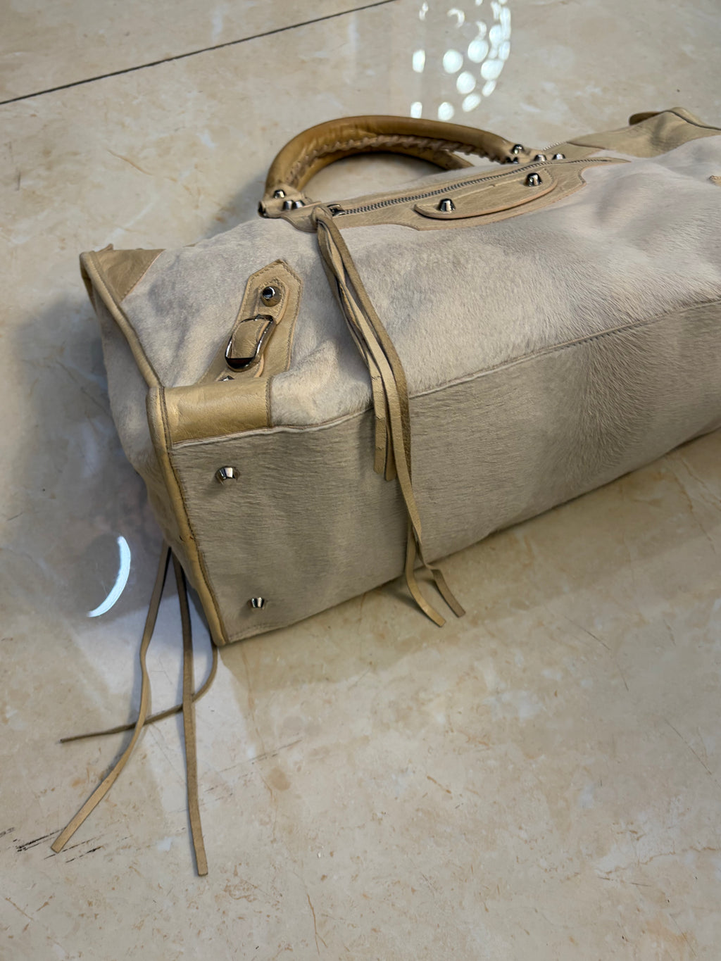Balenciaga mohair work bag in Beige