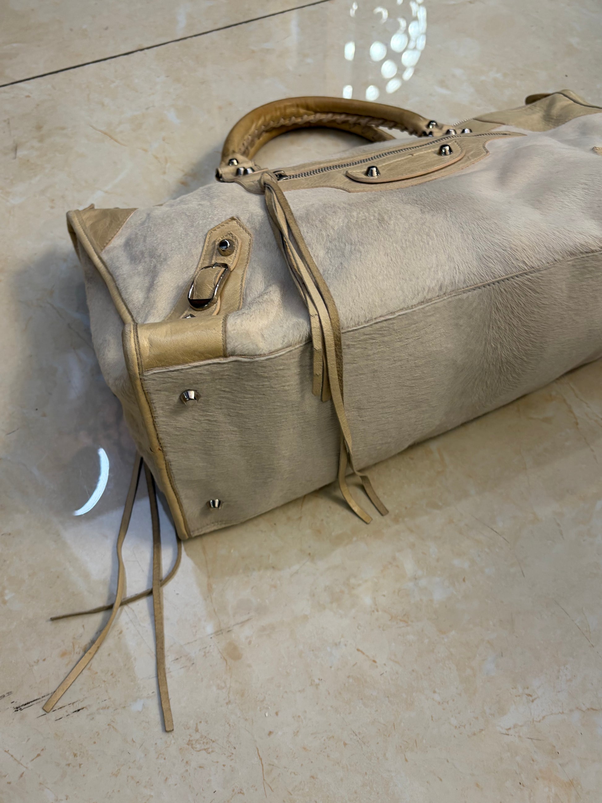 Balenciaga mohair work bag in Beige