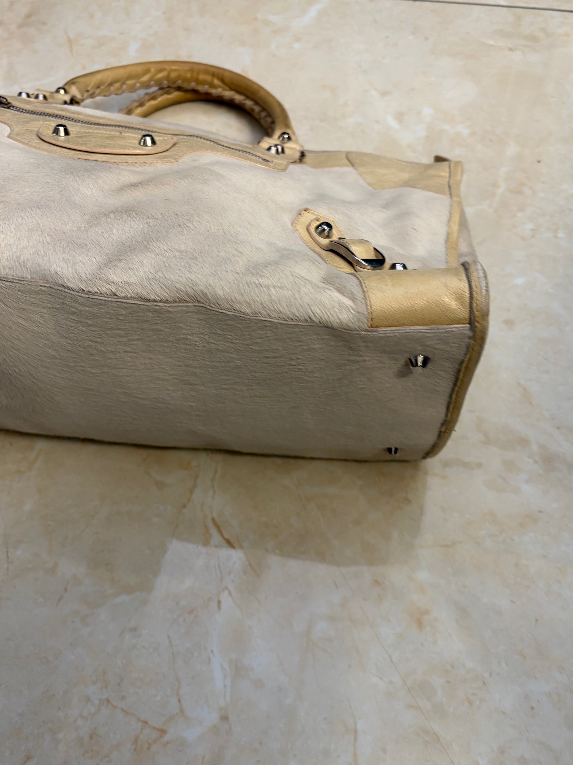 Balenciaga mohair work bag in Beige