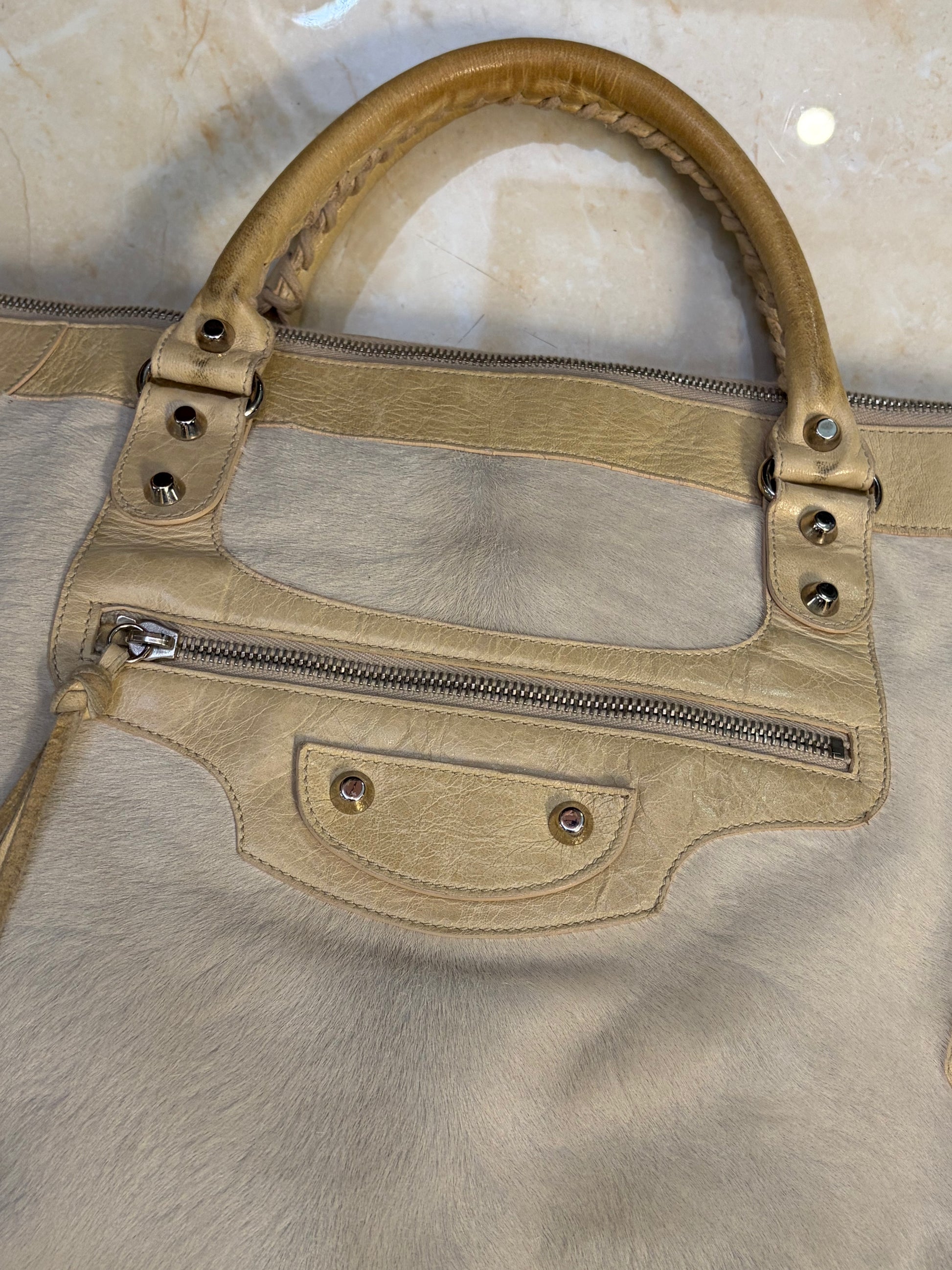 Balenciaga mohair work bag in Beige