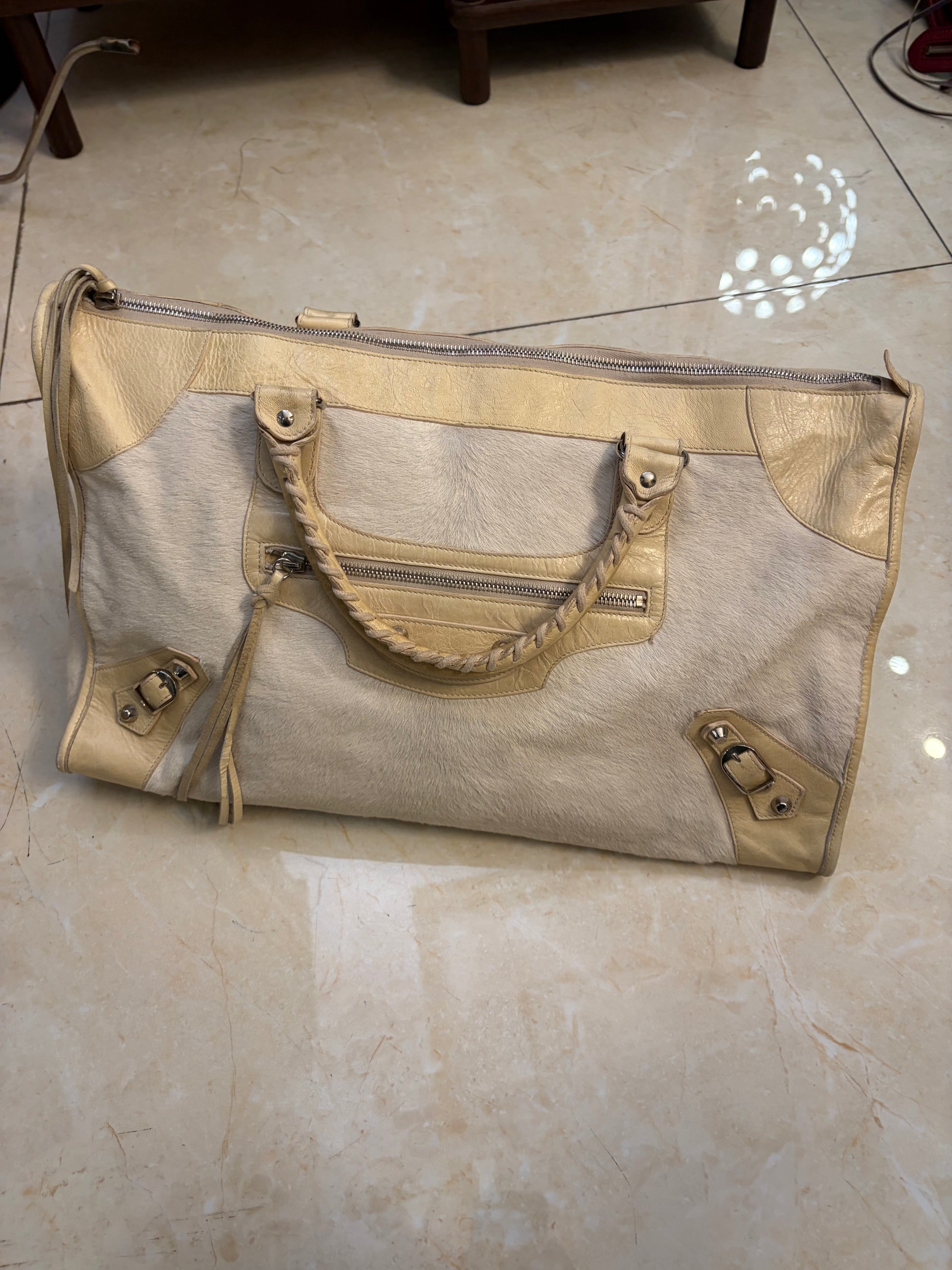 Balenciaga mohair work bag in Beige