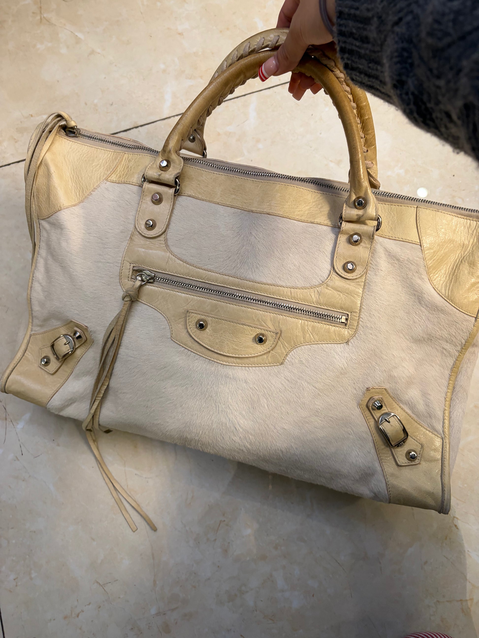 Balenciaga mohair work bag in Beige